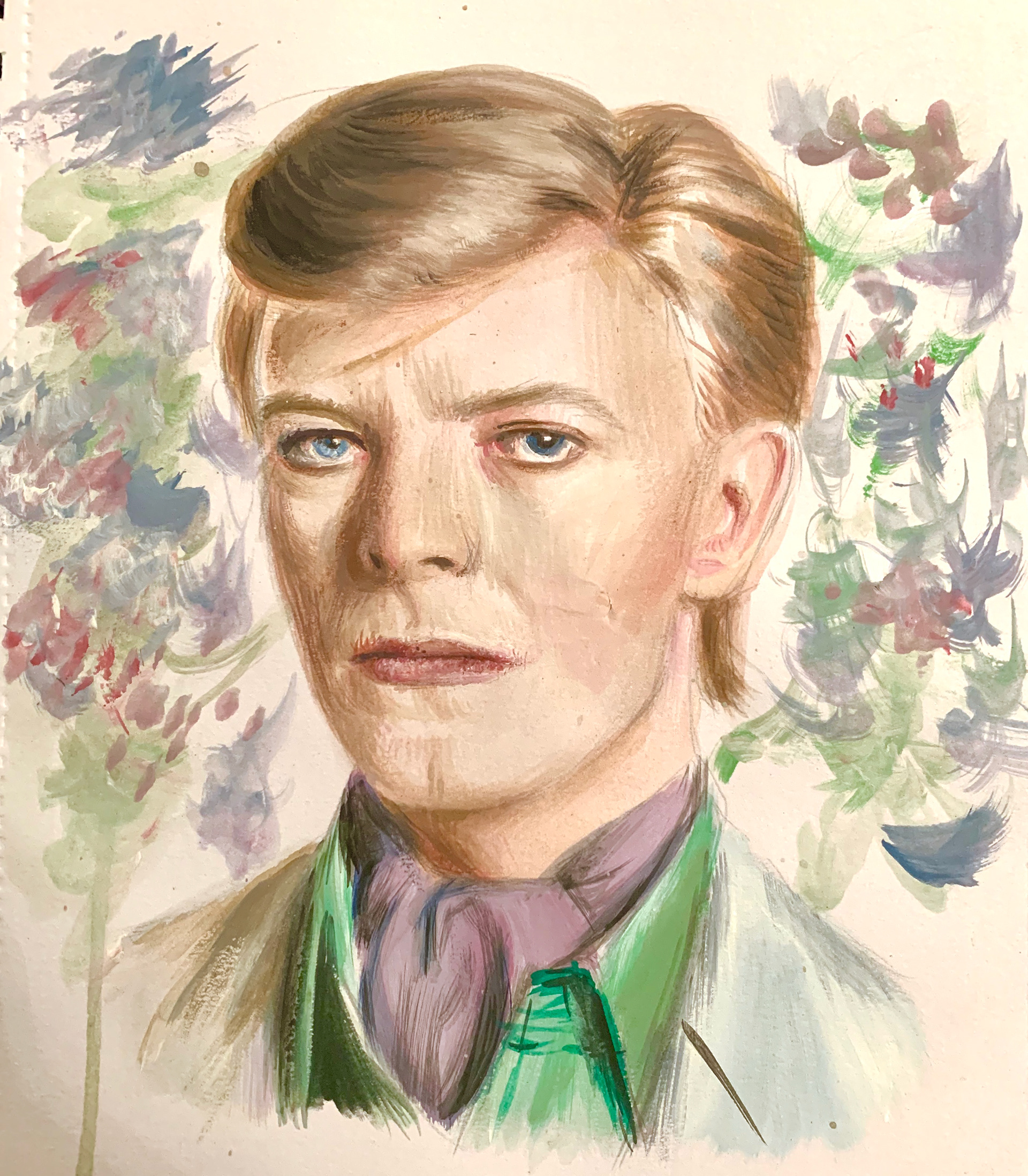 Moonage Daydream Portrait of David Bowie, A4, Watercolour, Paper