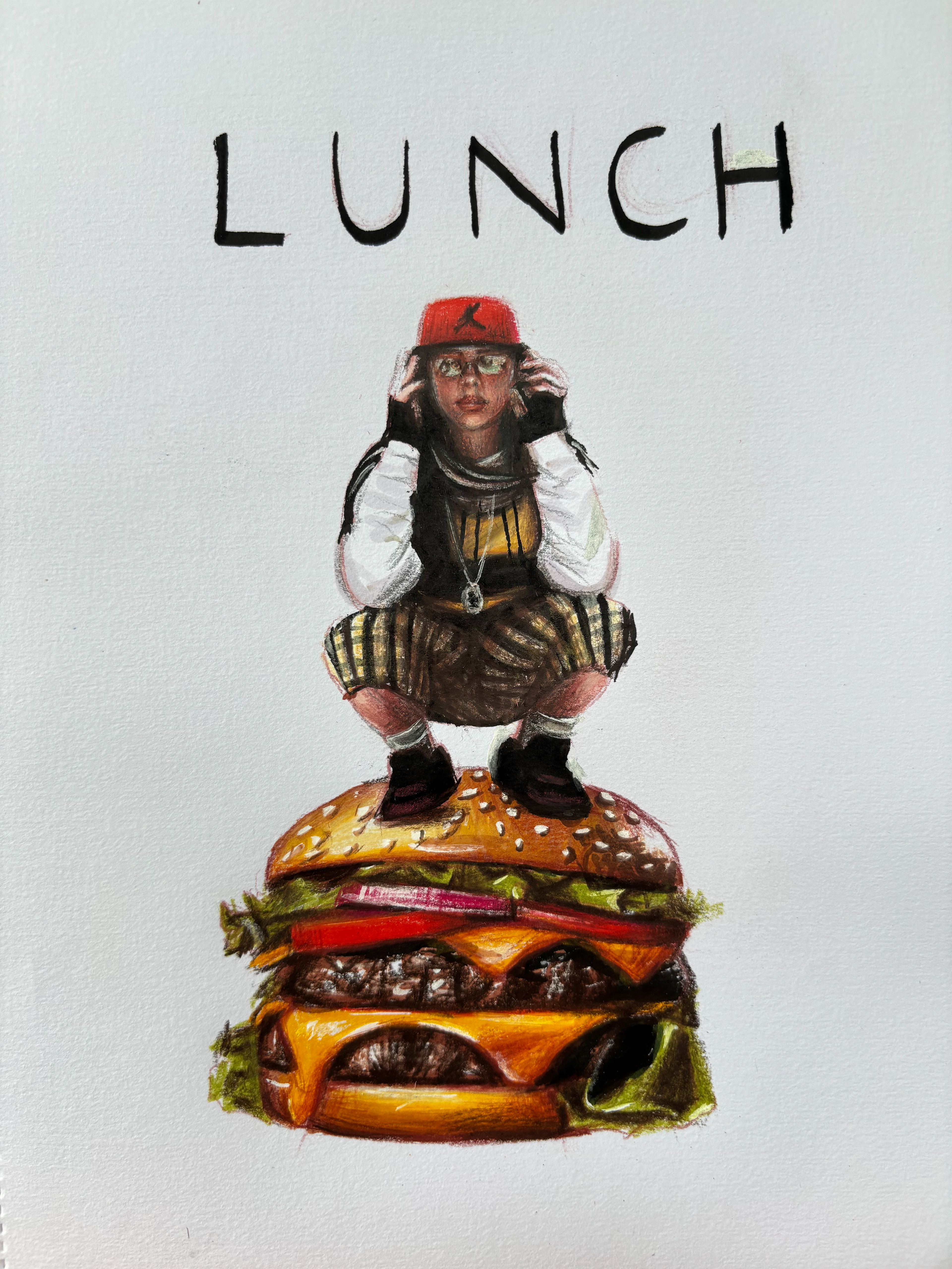 Lunch, A4, Colour Pencil and Marker, Paper