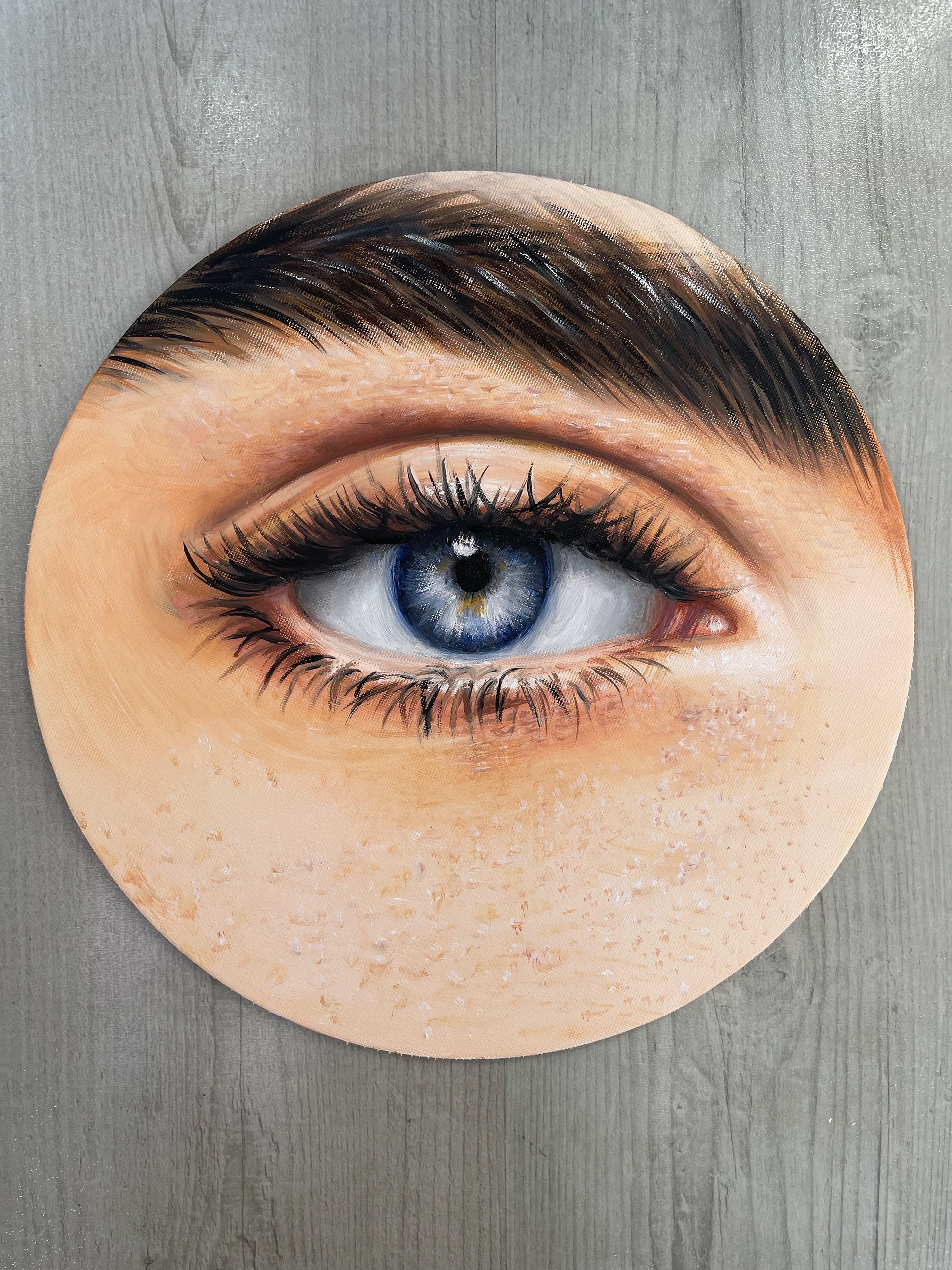 Eye see you, Oil, Circular Canvas board