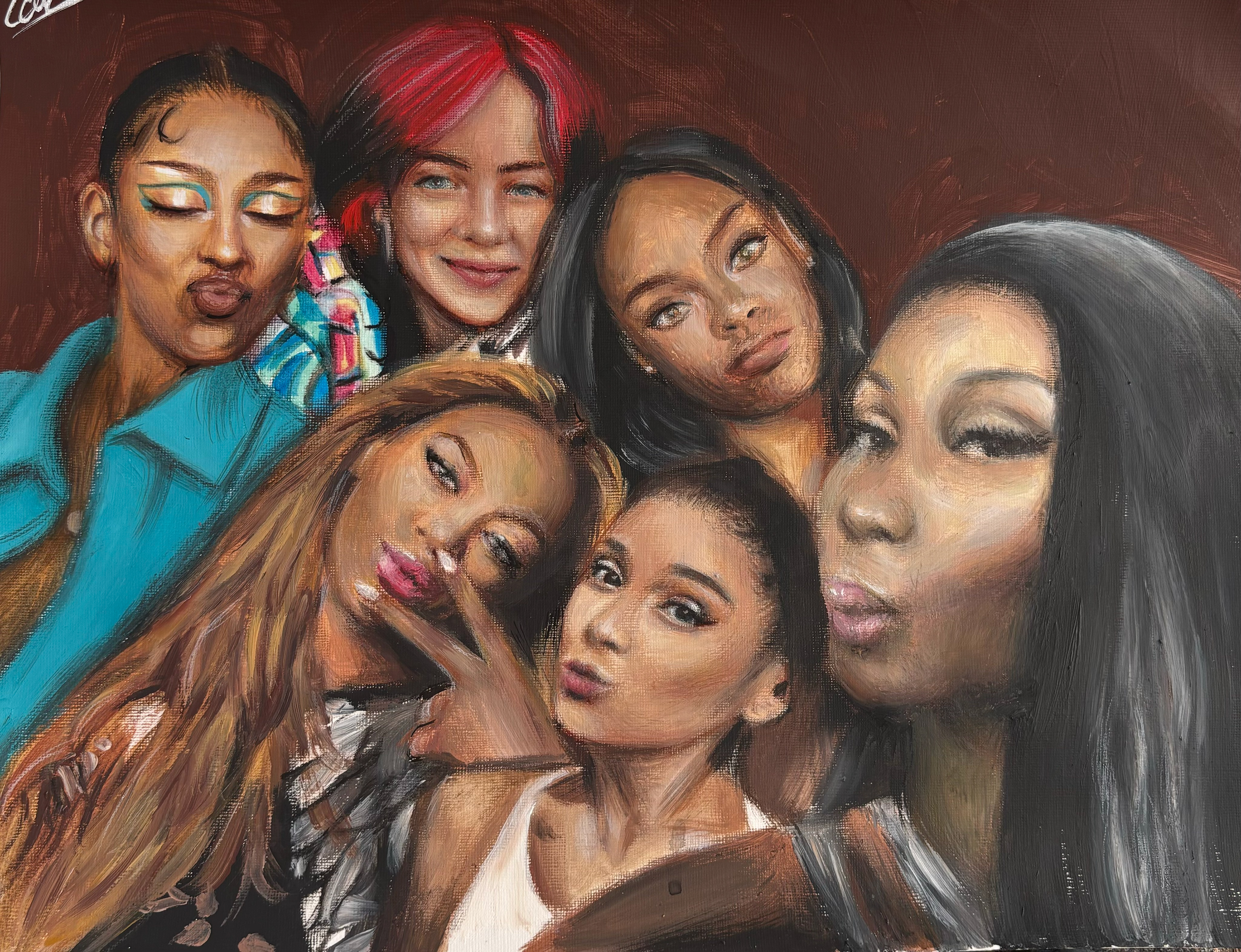 Singers Selfie, A3. Acrylic, Canvas Paper