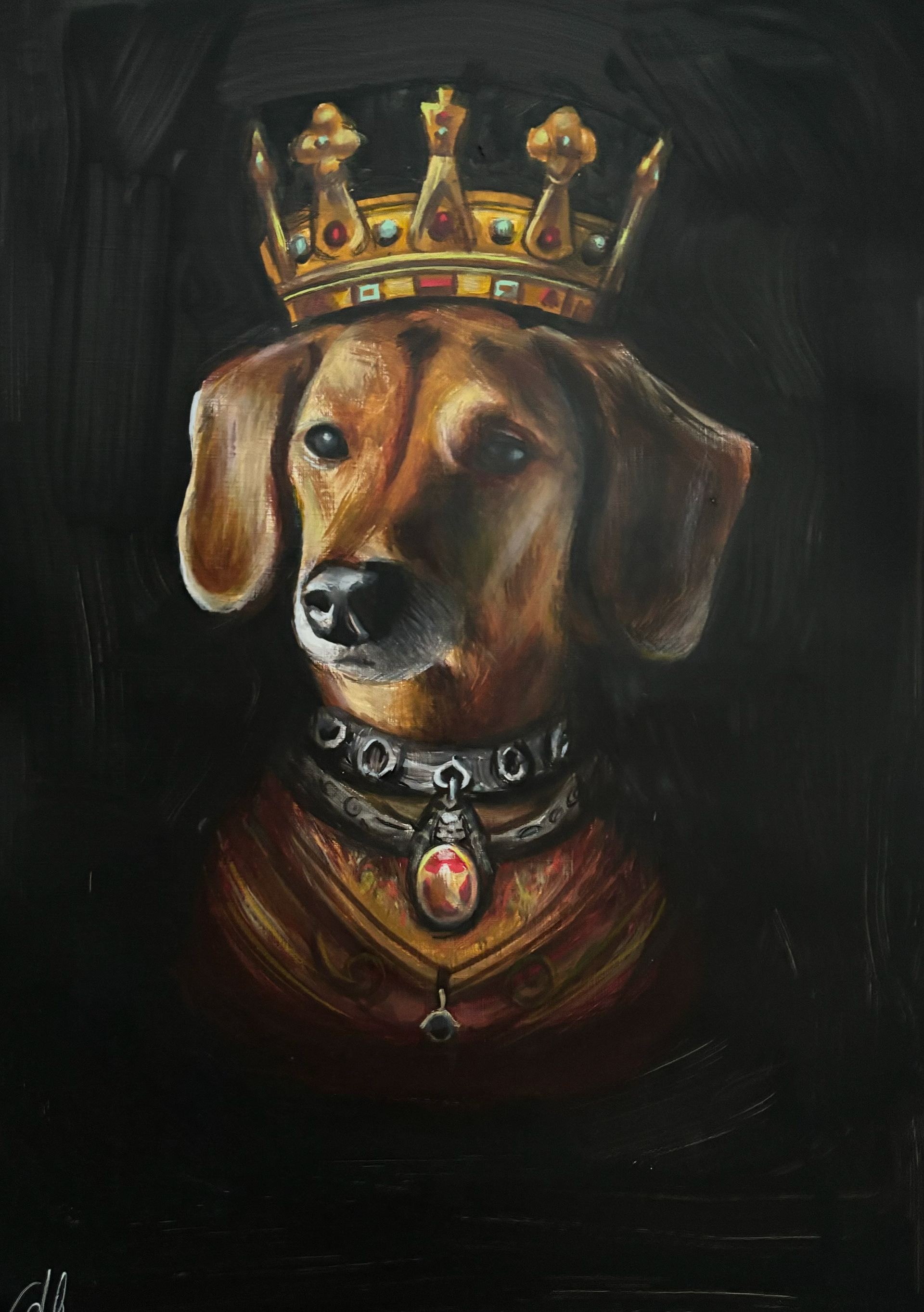 Royal Dog, A3, Acrylic, Canvas Paper
