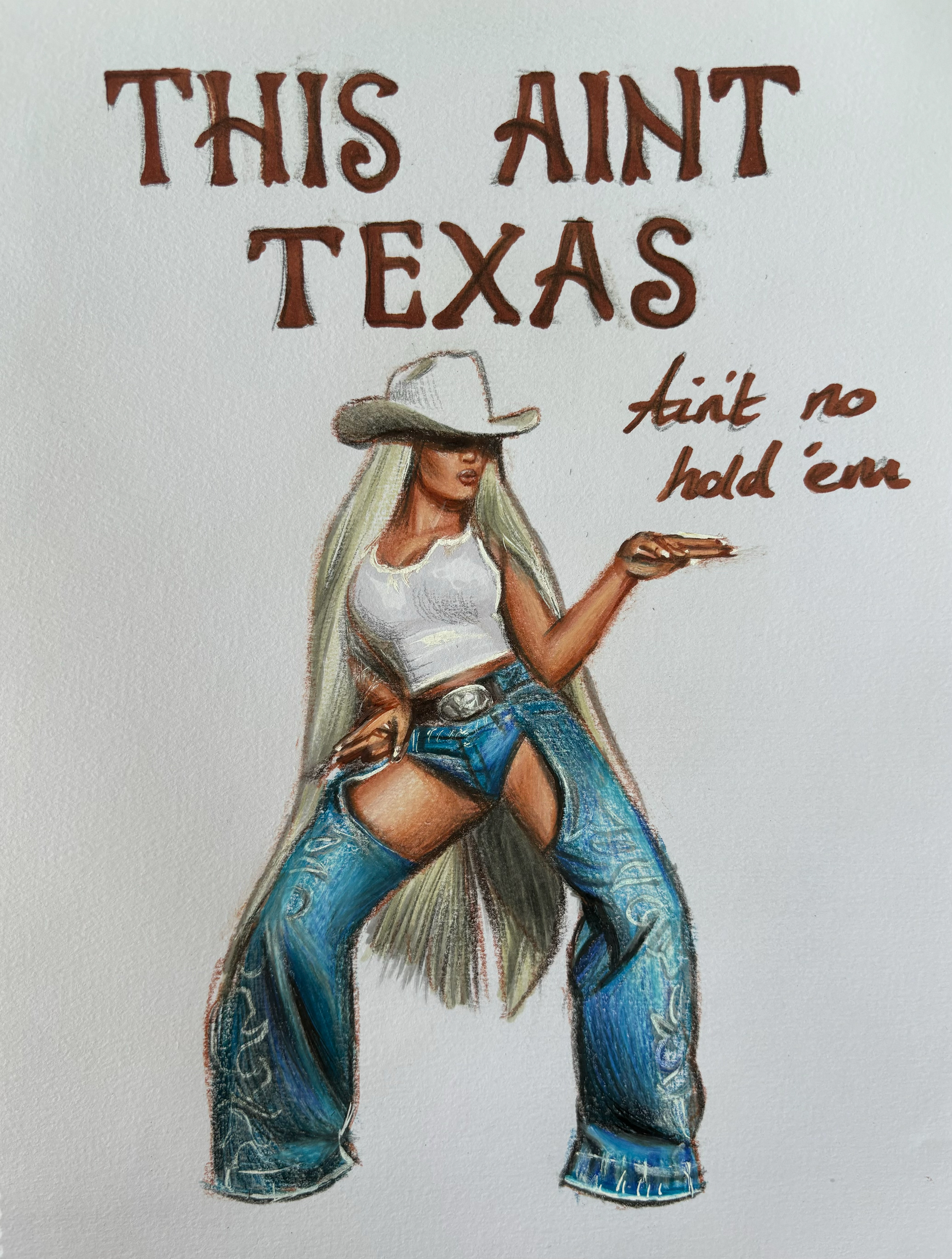 Cowboy Carter, A4, Colour Pencil and Marker Pen, Paper