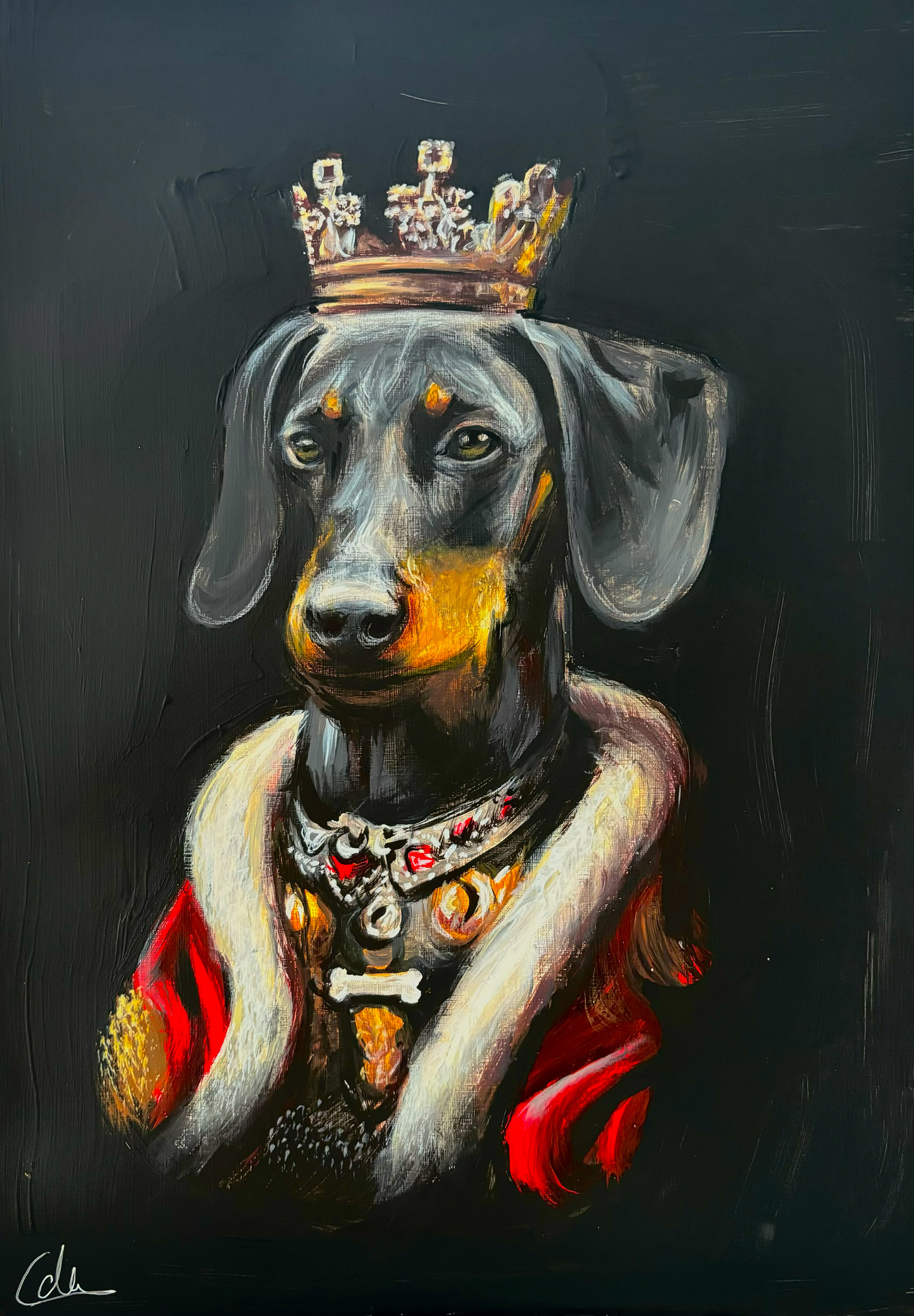 Dog Royalty, A3, Acrylic, Canvas Paper