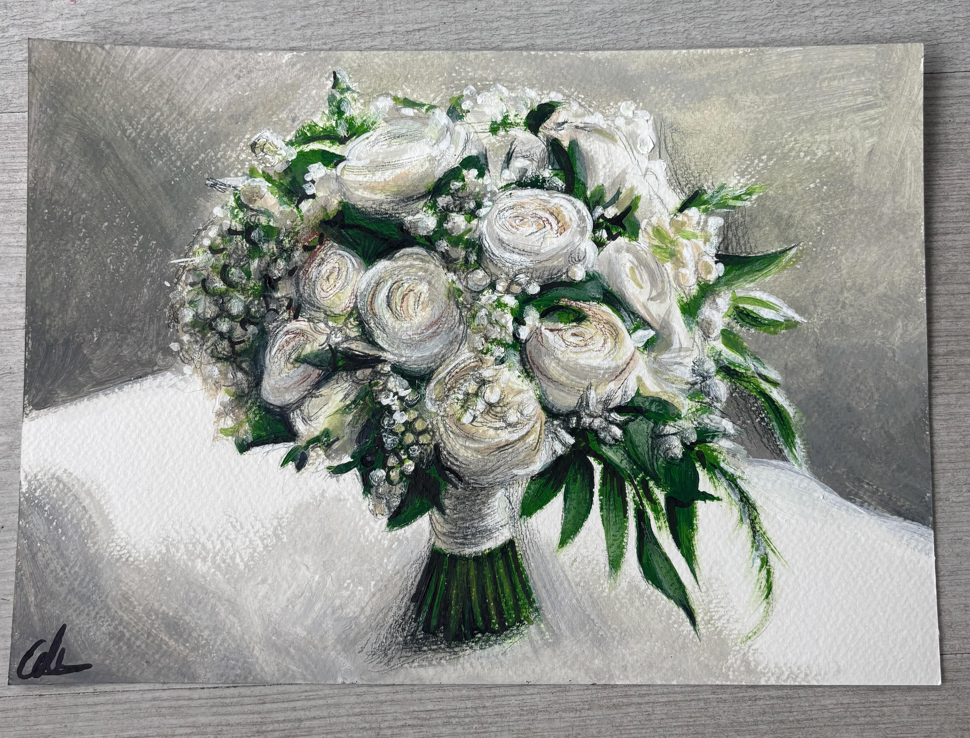 Wedding Flowers 2, A4, Acrylic, Canvas Paper