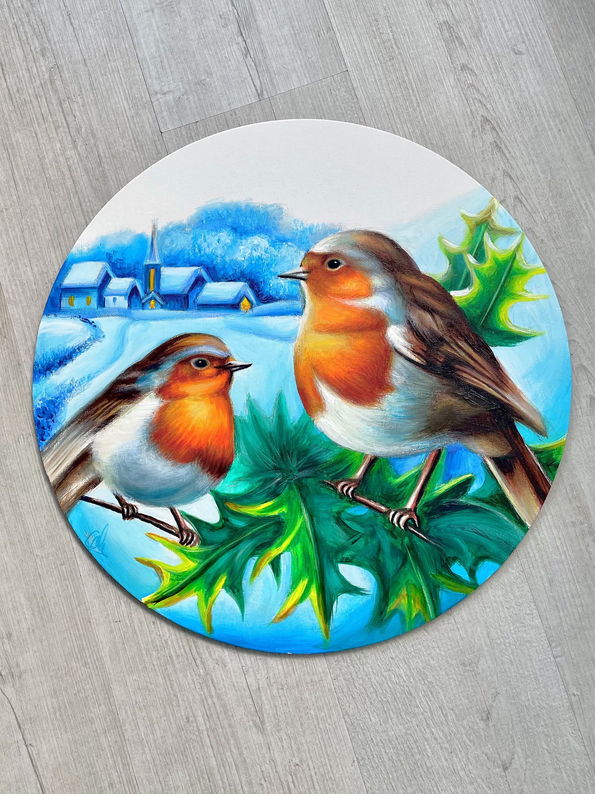 Rockin Robin, Acrylic, Circular Canvas