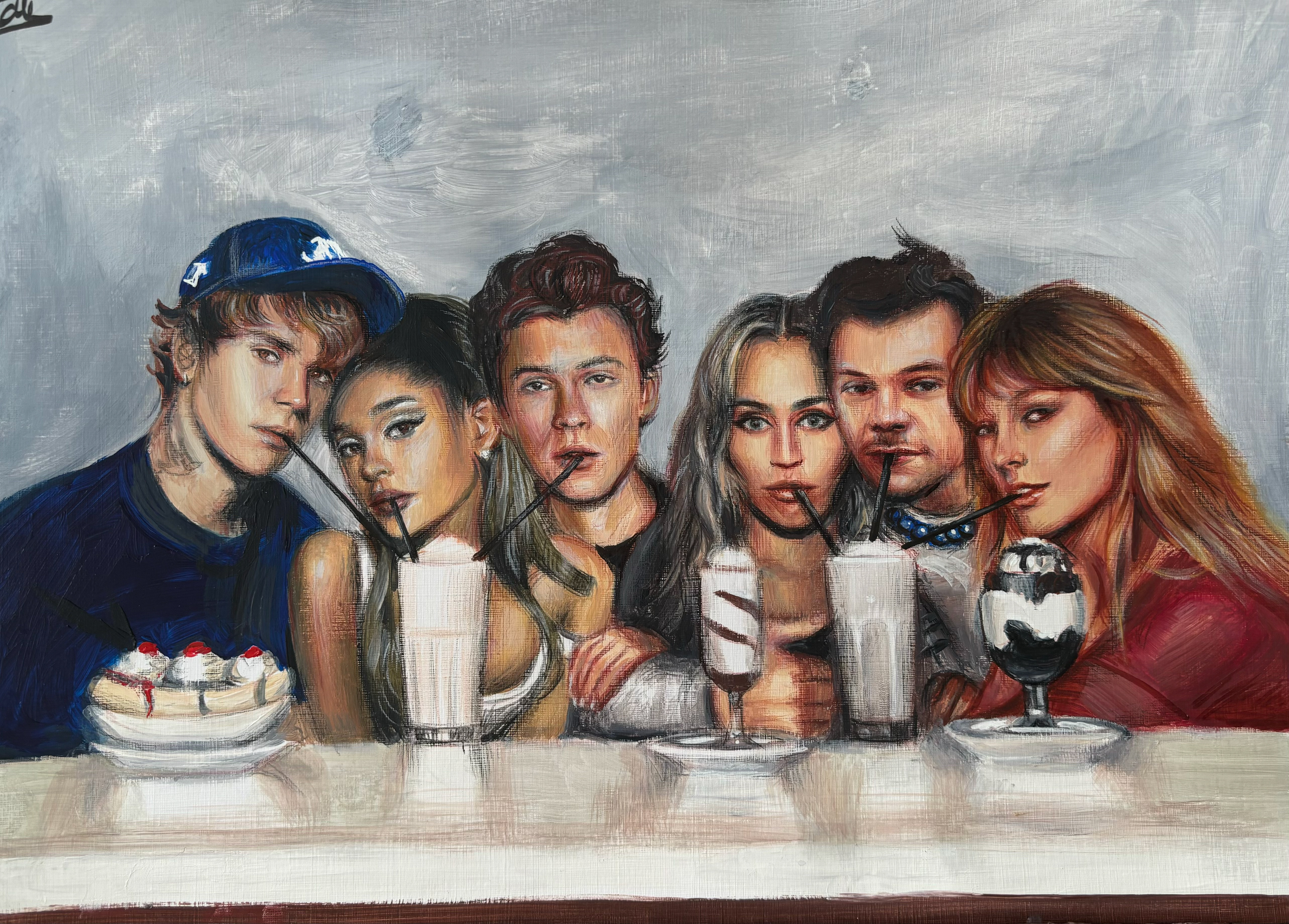 Pop Culture Friends, A3, Acrylic, Canvas Paper