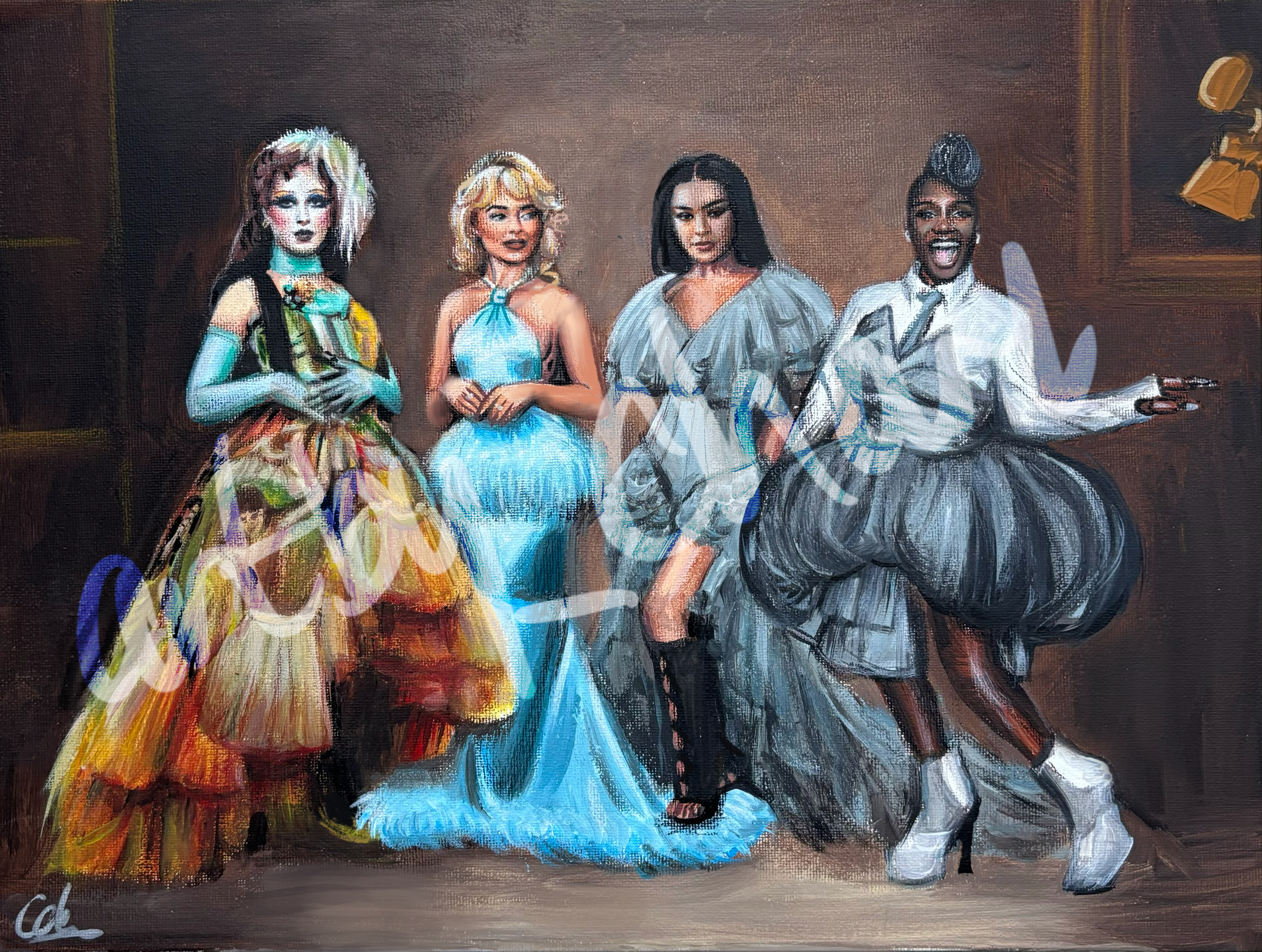 Grammys '25, A3, Acrylic, Canvas Board