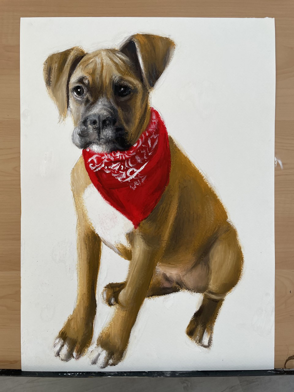 Bandy, A3, Oil Paint, Paper