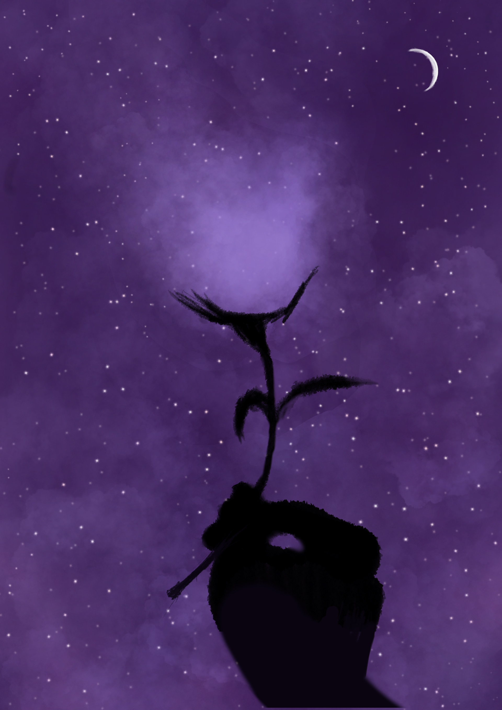 Mother Nature, Monoline and cloud brush, Procreate