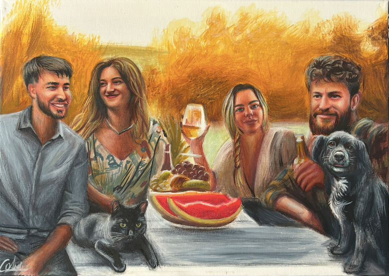 Friends, A3, Acrylic, Canvas