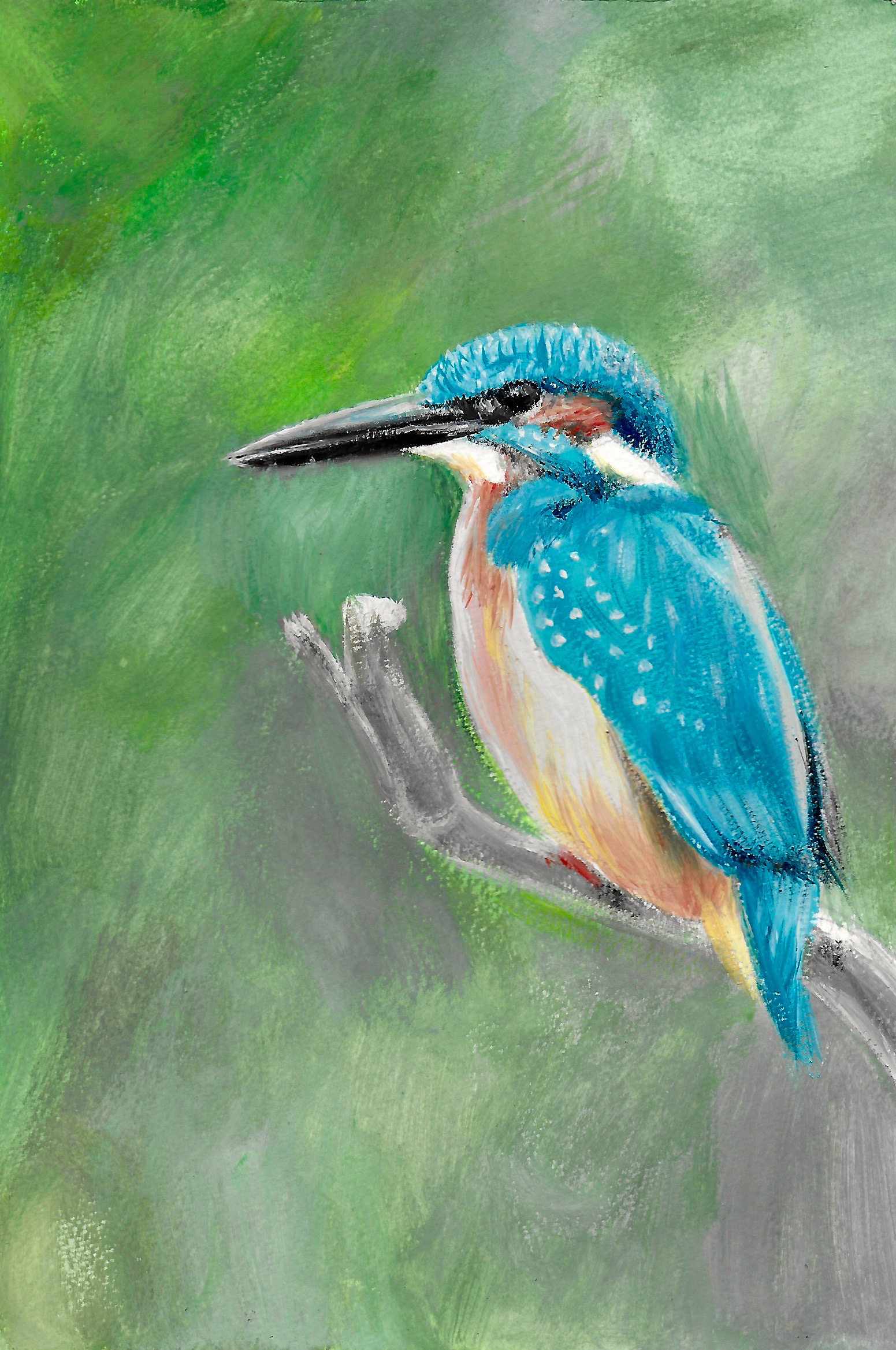 King Fisher, A4, Gouache, Paper