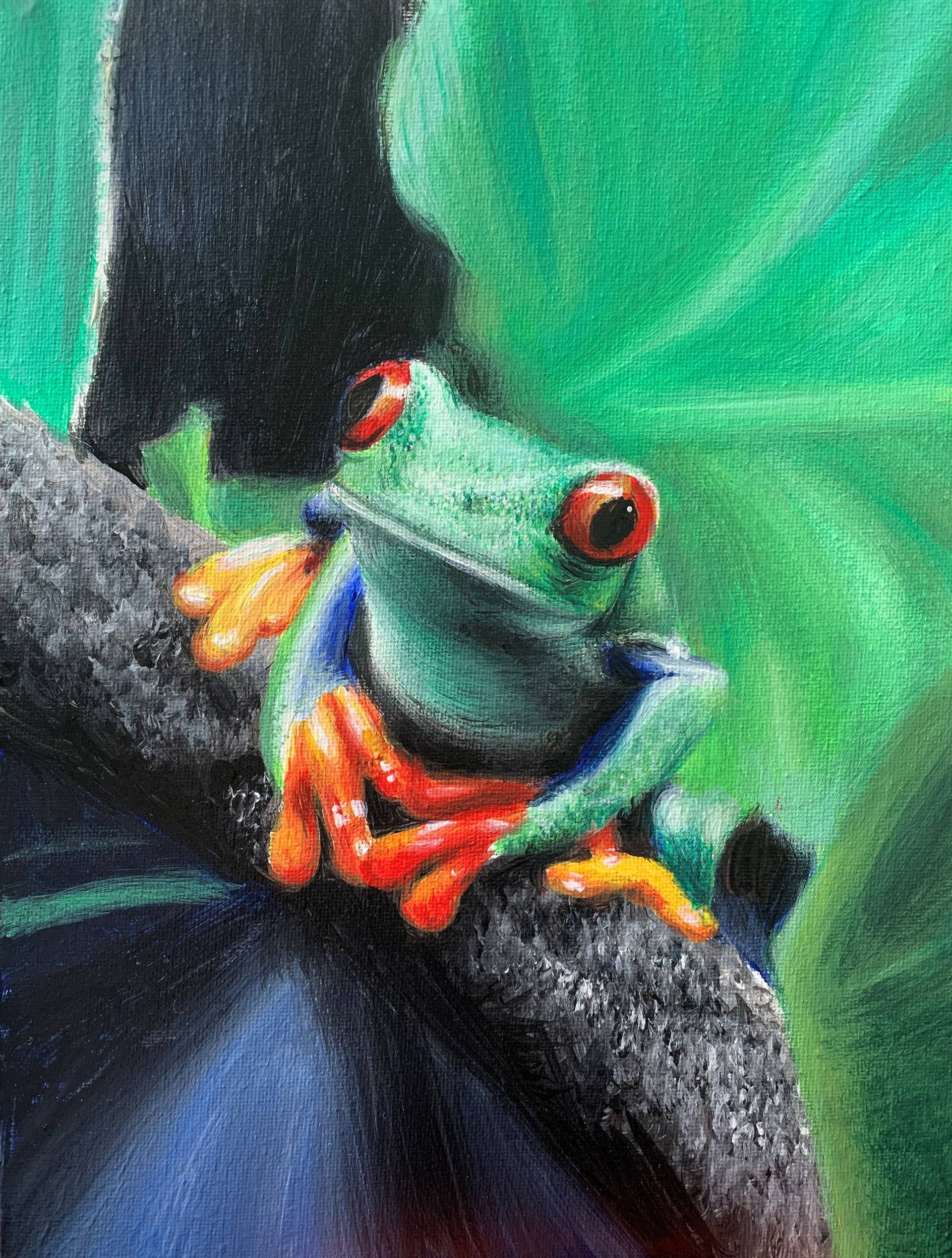 Green Tree Frog, A4, Guache, Paper