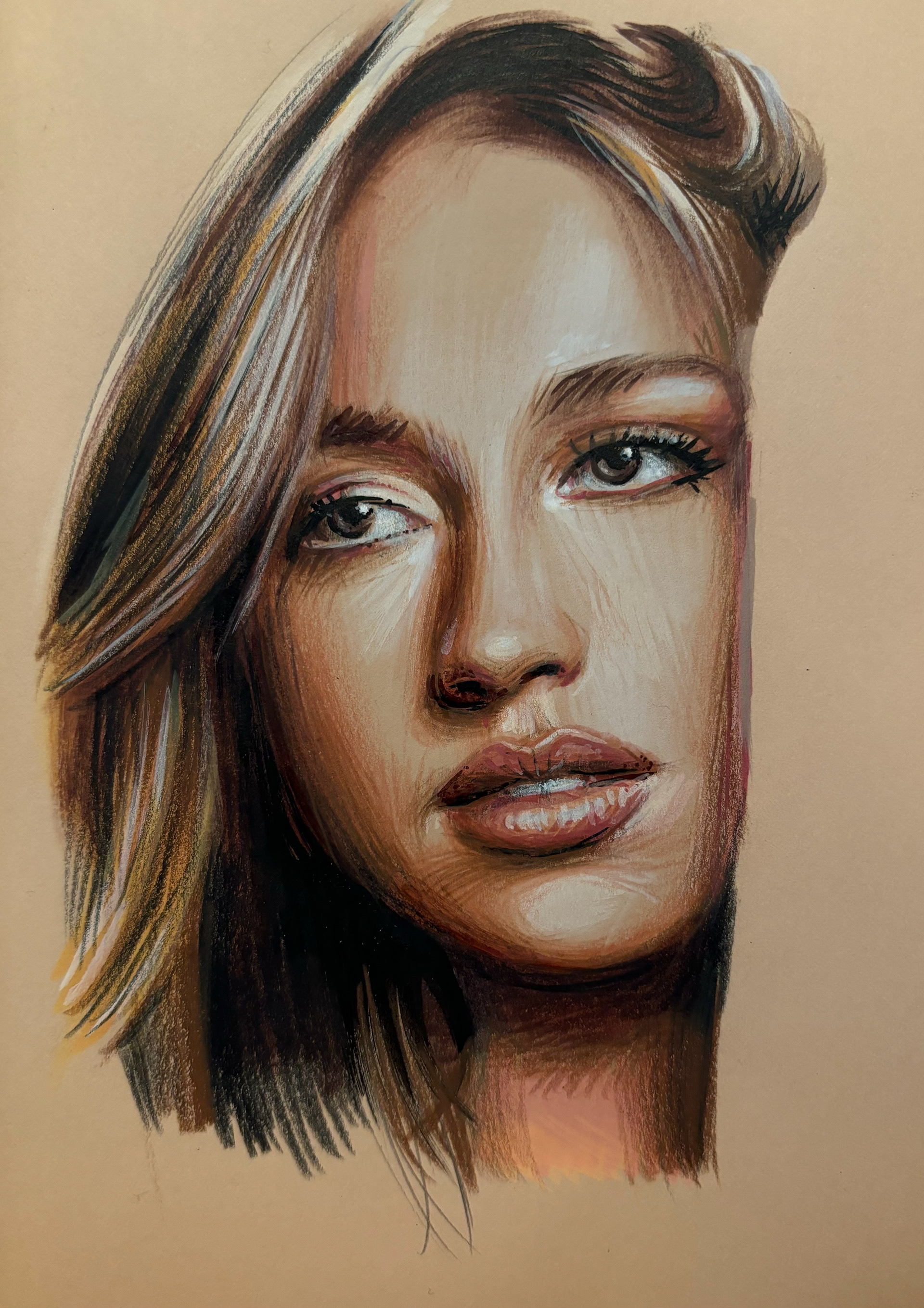 Tate McRae, A5 Cappuccino Sketchbook, Acrylic Pen and Pencil 