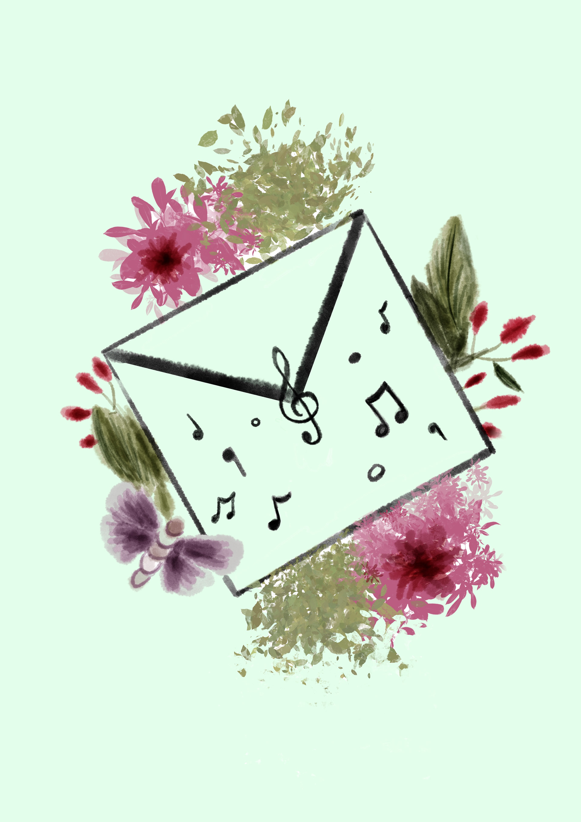 Floral Invitation, Monoline and floral brushes, Procreate