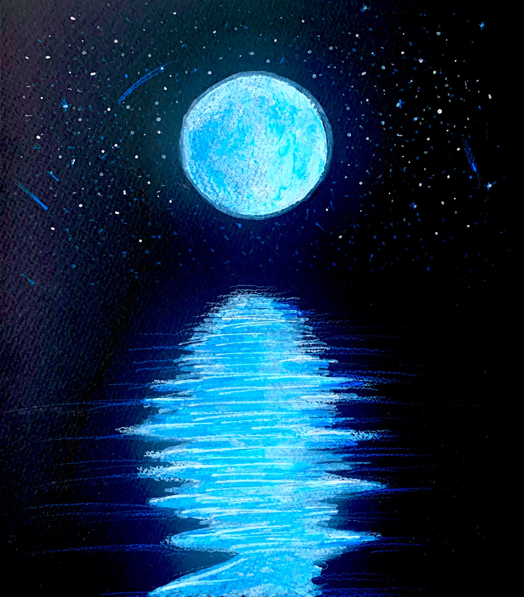 Moonlight, A4, Marker Pen, Black Card