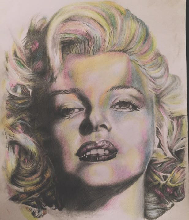 Marylin Monroe, A3, Colour Pencil, Paper