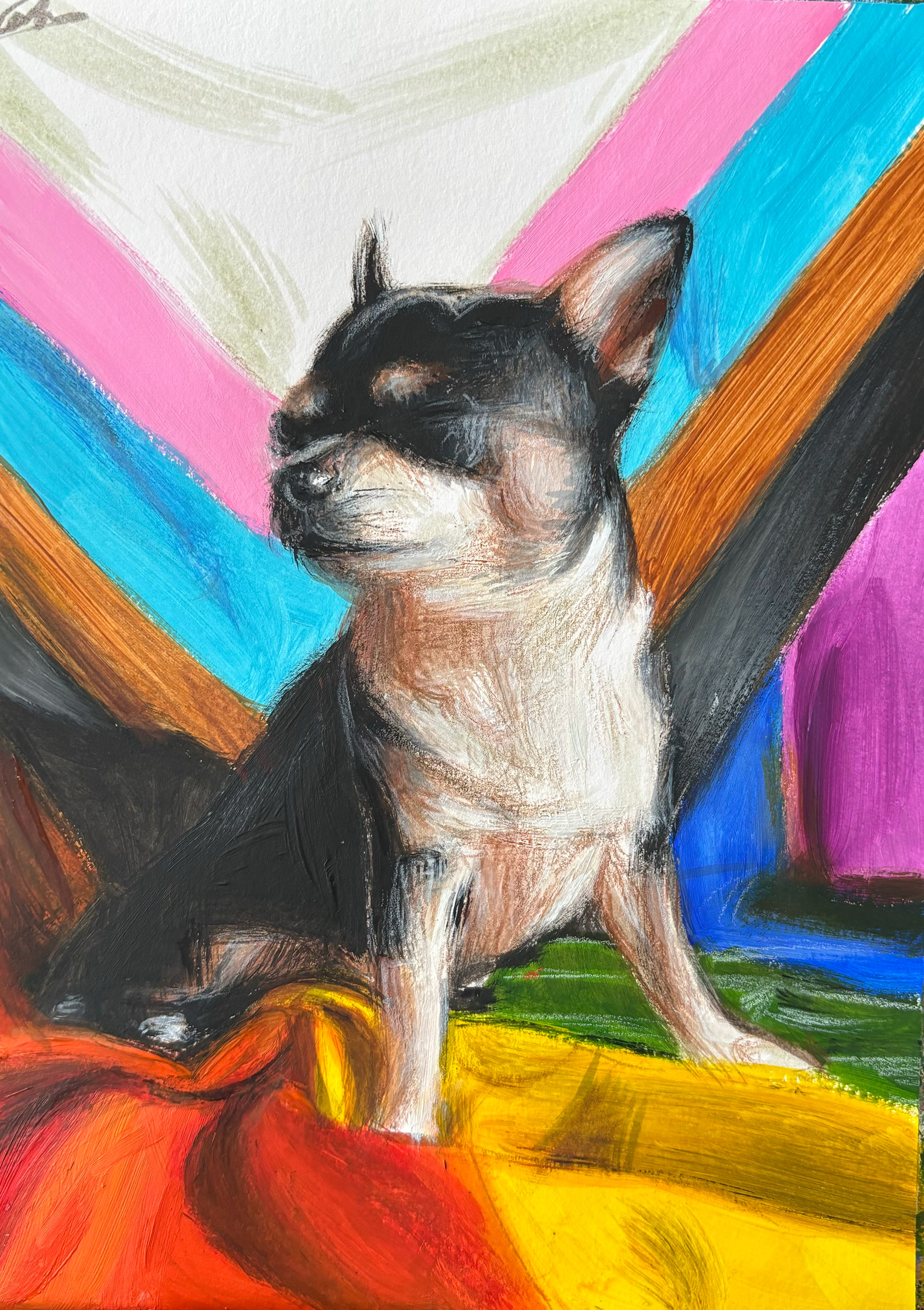 Pride Dog, A5, Acrylic, Paper