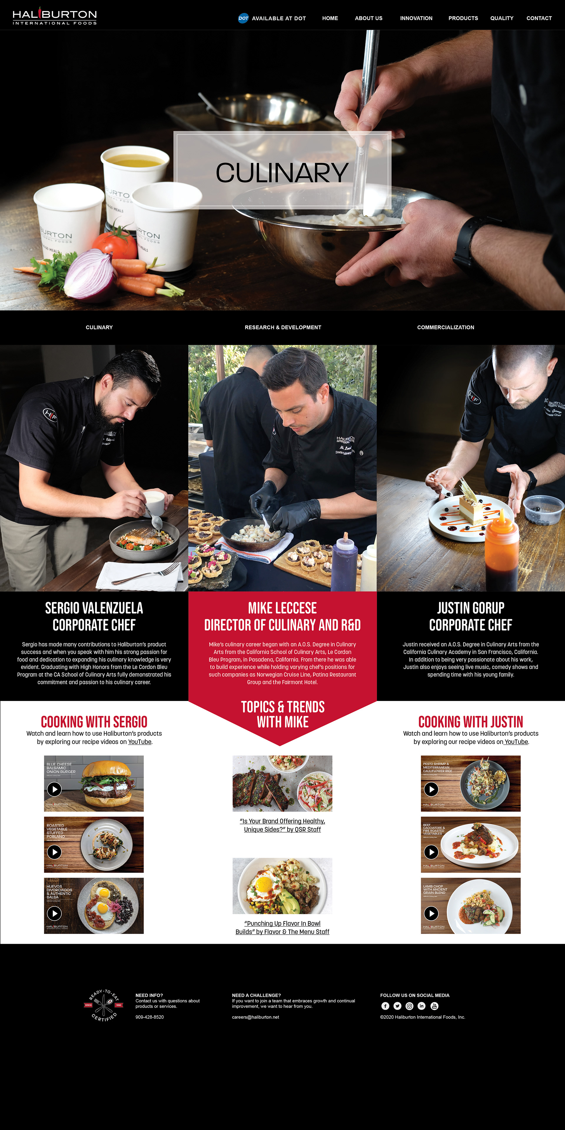 Culinary Department Webpage
