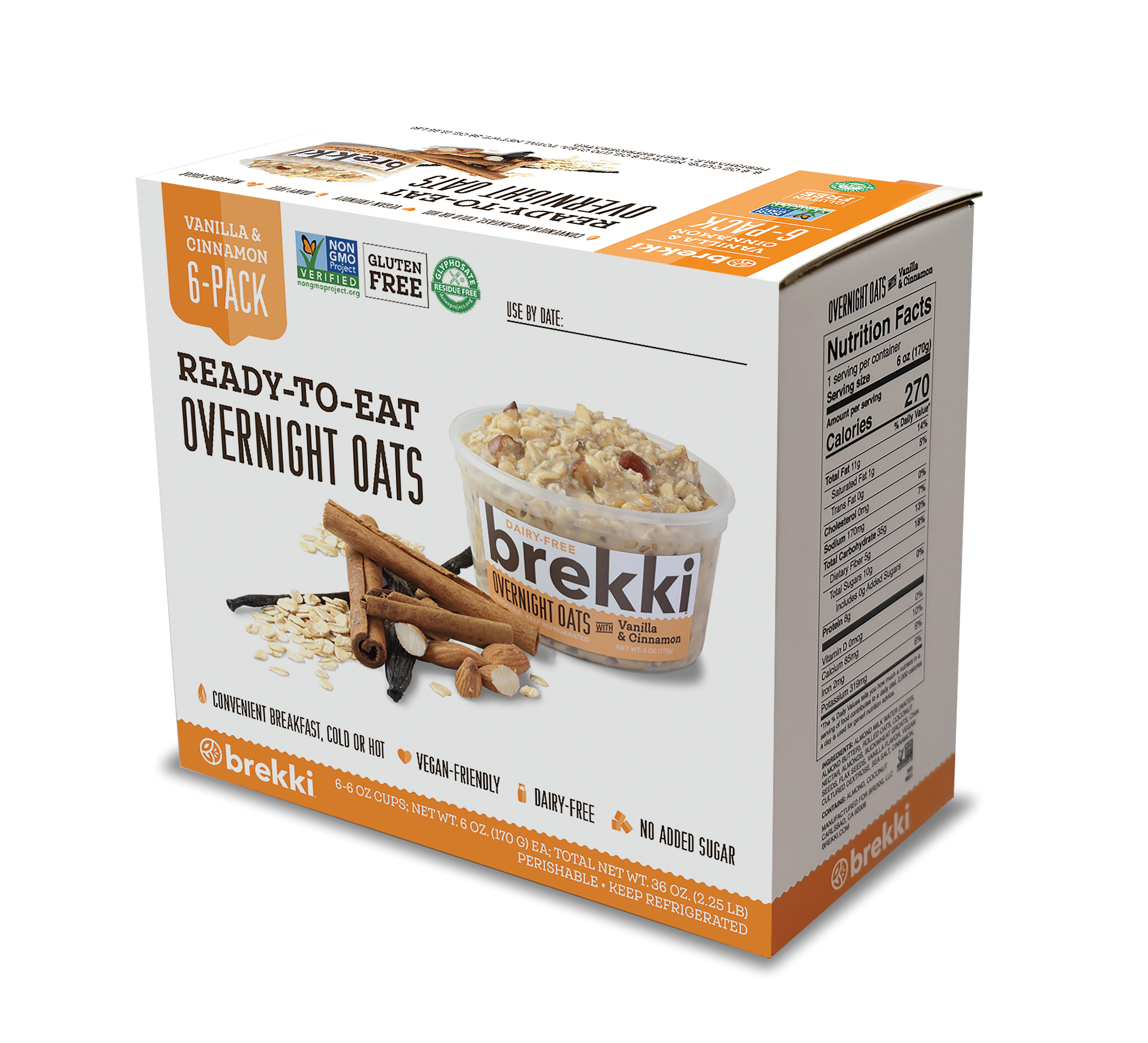 6-pack Brekki Overnight Oats Package