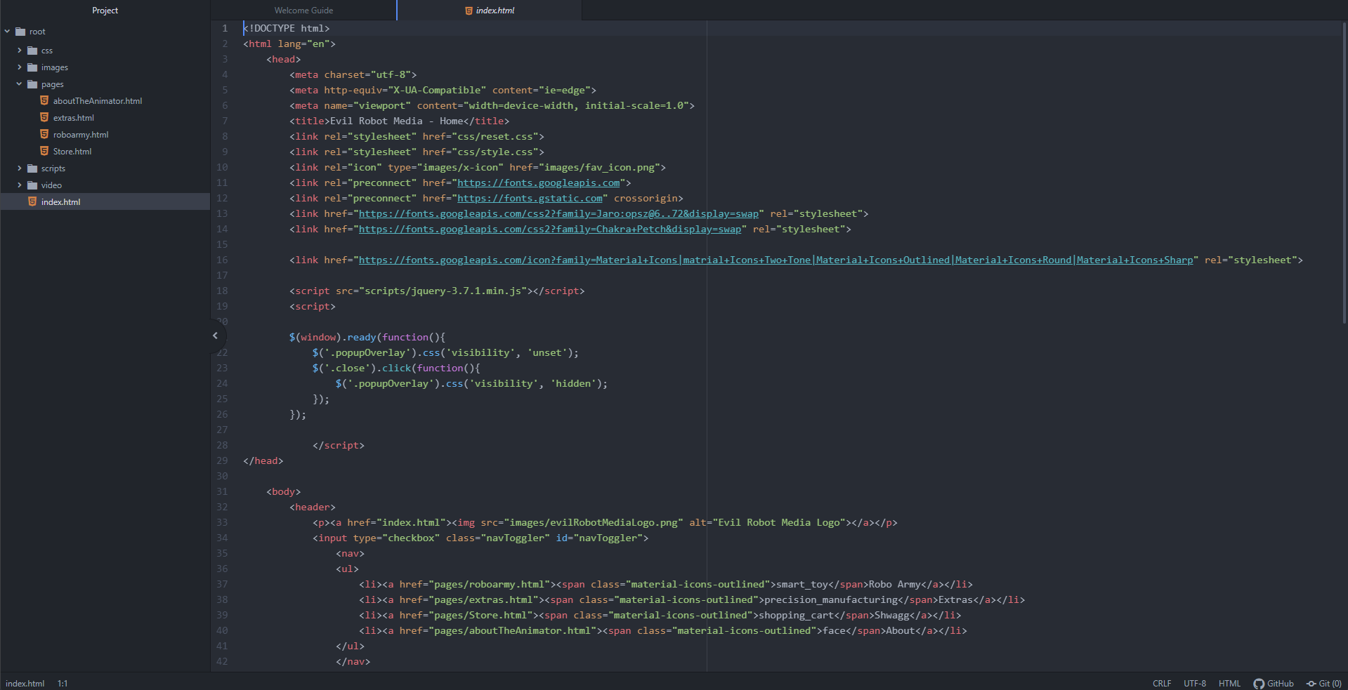 Index Page Code 01