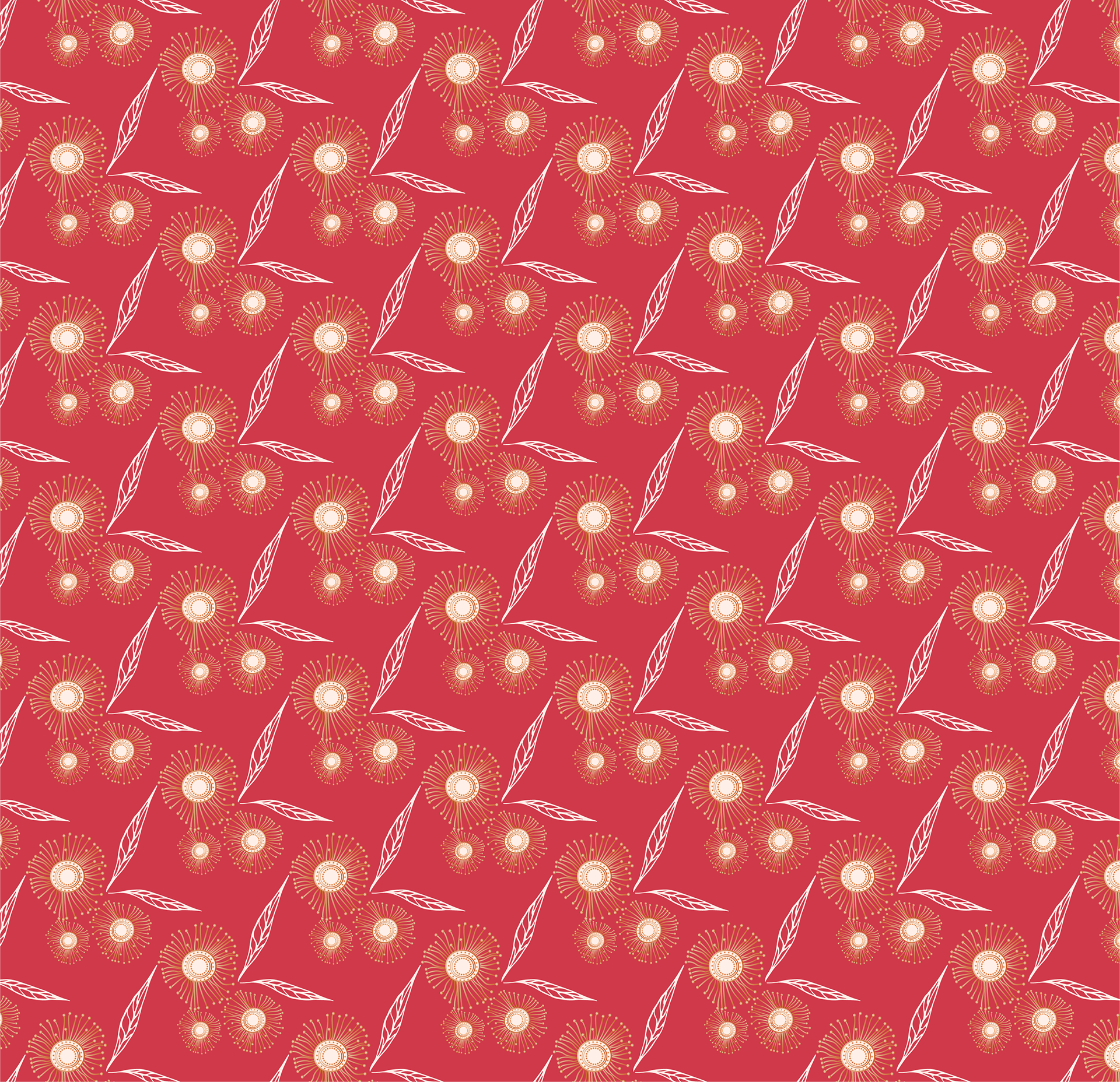 Blossom & Leaves - Dark Pink