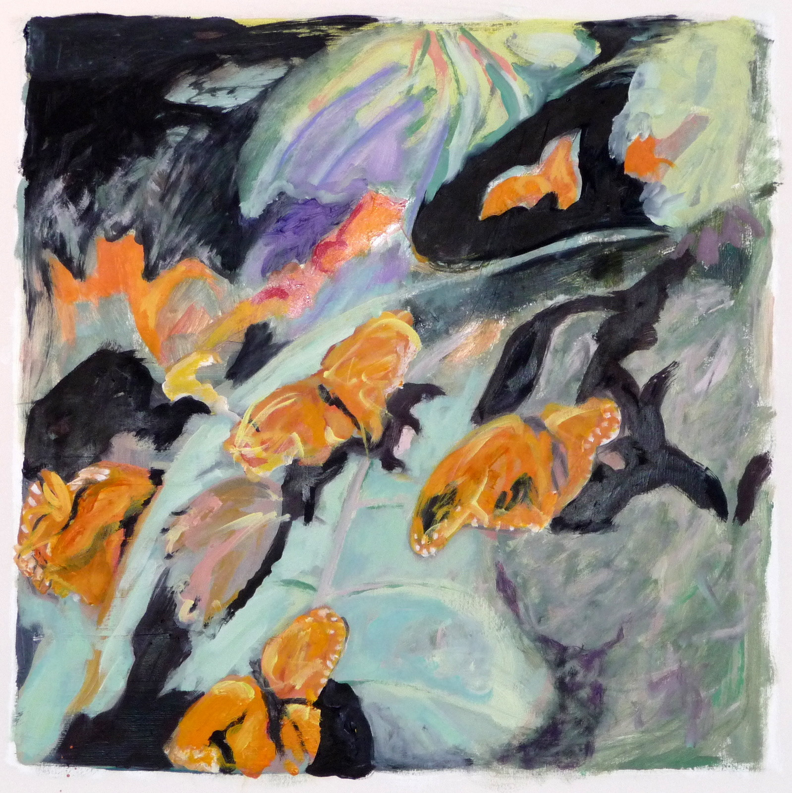 Frenzied Feeding, oil on prepared paper, Janet W. Winston, $300