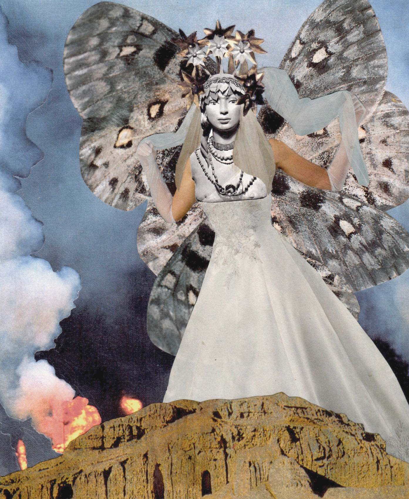 SUMERIAN ANGEL, collage, Marianne Connolly, $175