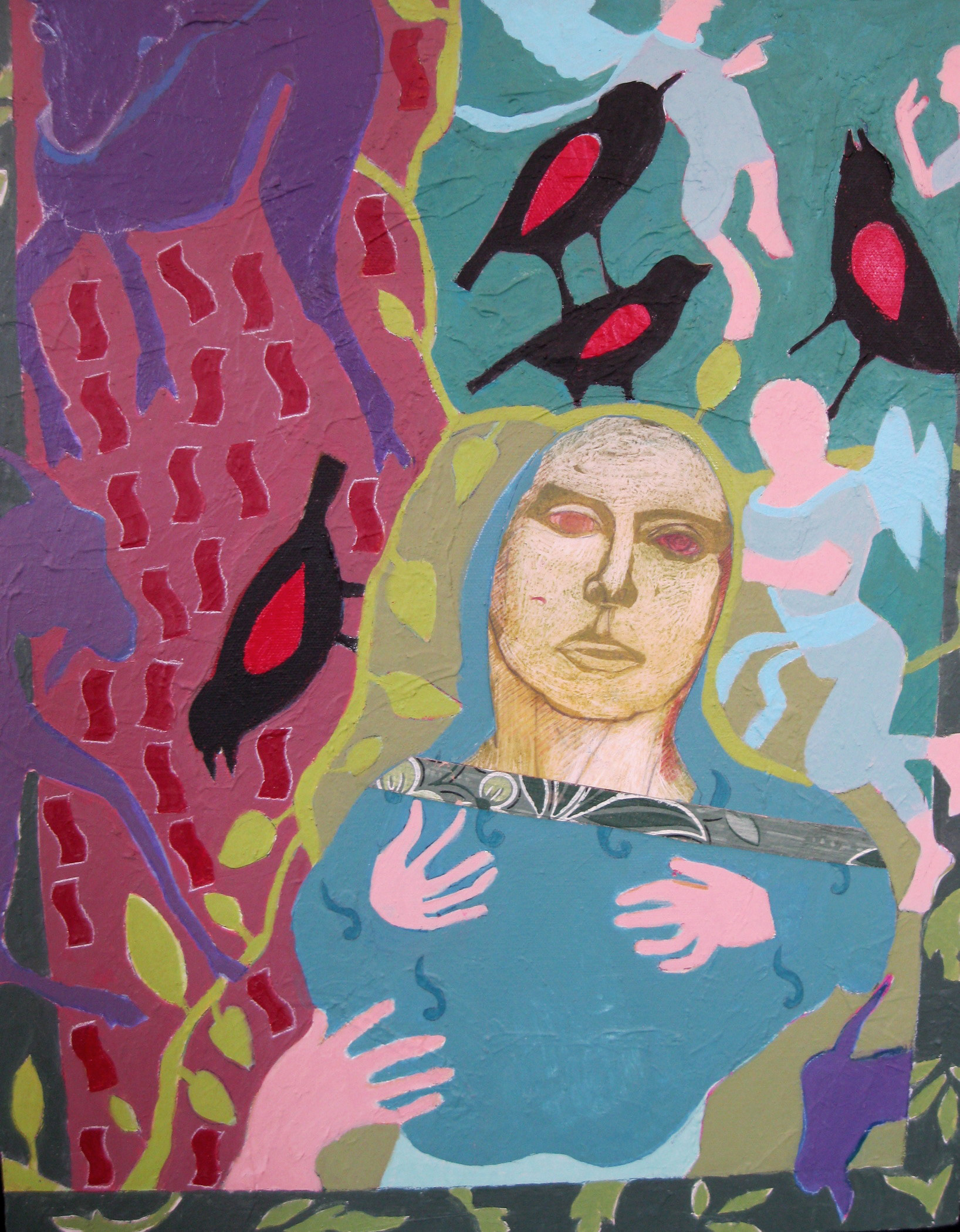 INNER AND OUTER, acrylic paint, mixed media, Rochelle Shicoff, $300