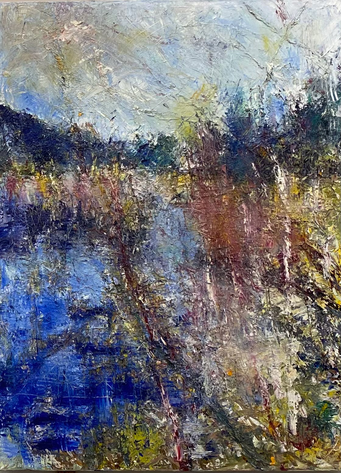 LEVERETT POND AT DAWN, oil on canvas, 48” x 36”, Nancy Meagher, $2,400