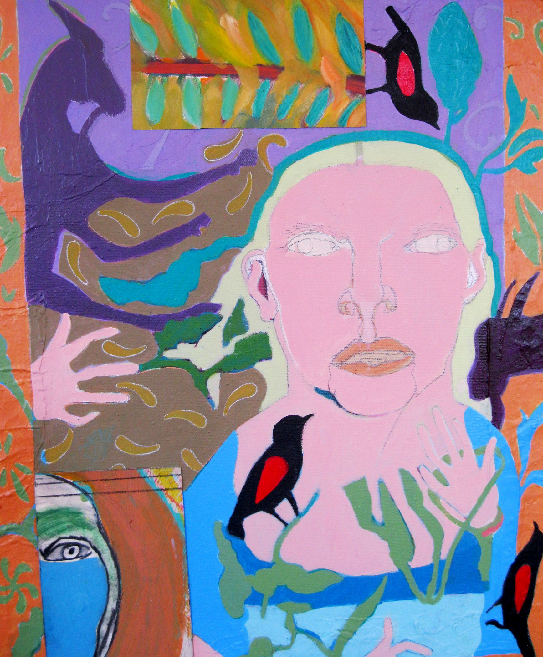 NOT SURPRISED, acrylic paint, mixed media, Rochelle Shicoff, $300
