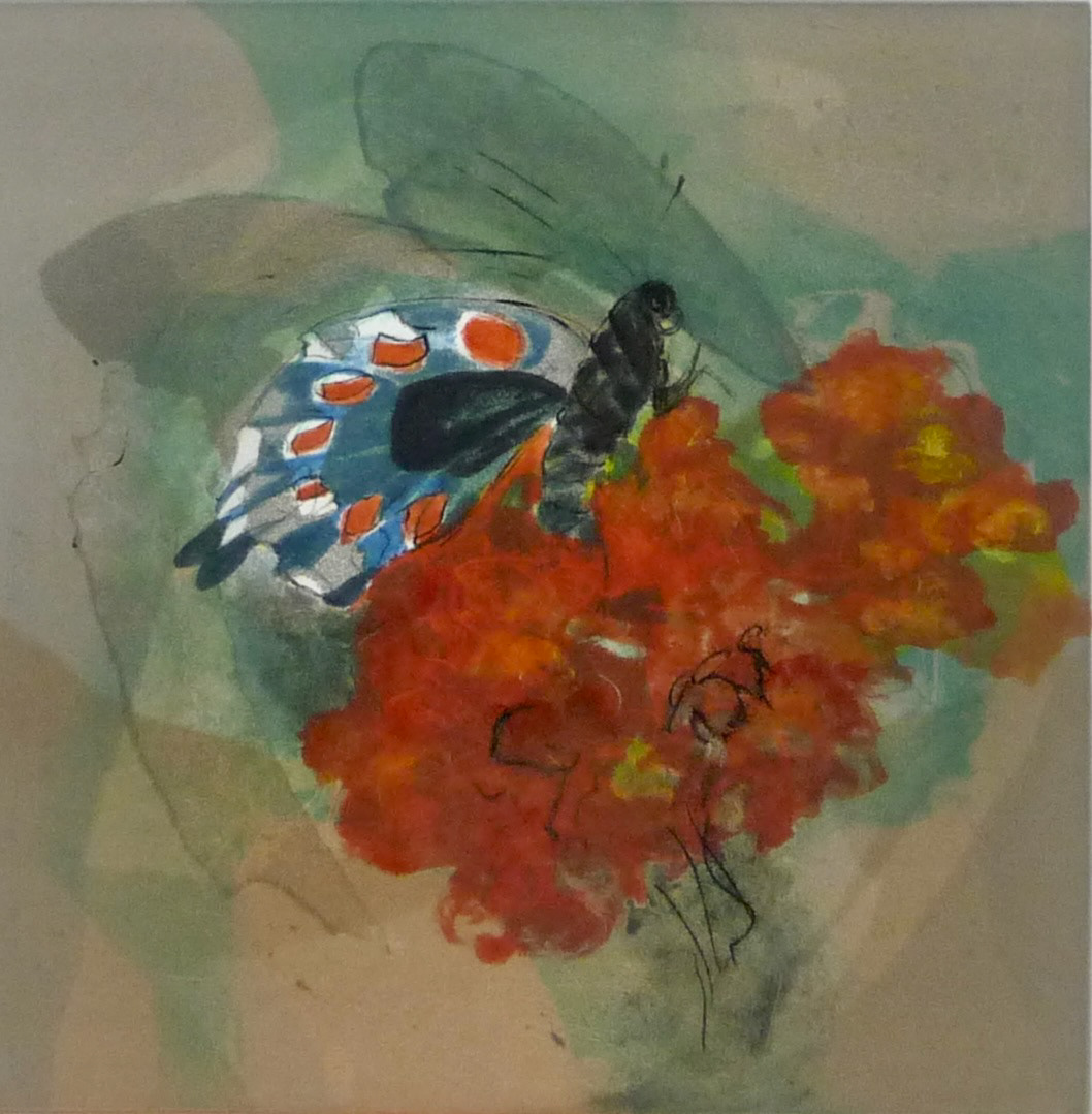 Fiery Feed, monoprint, Janet W. Winston, $300