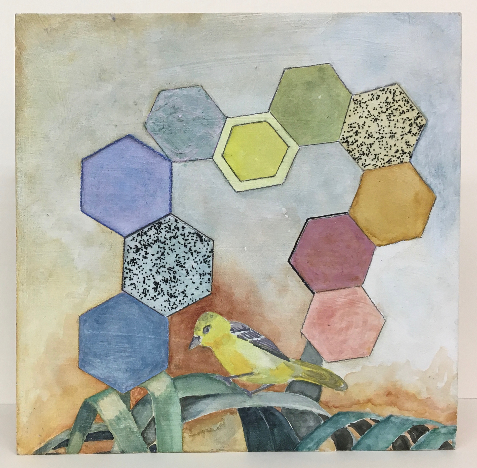 A Song (#4), watercolor on prepared board, Janet W. Winston, $125