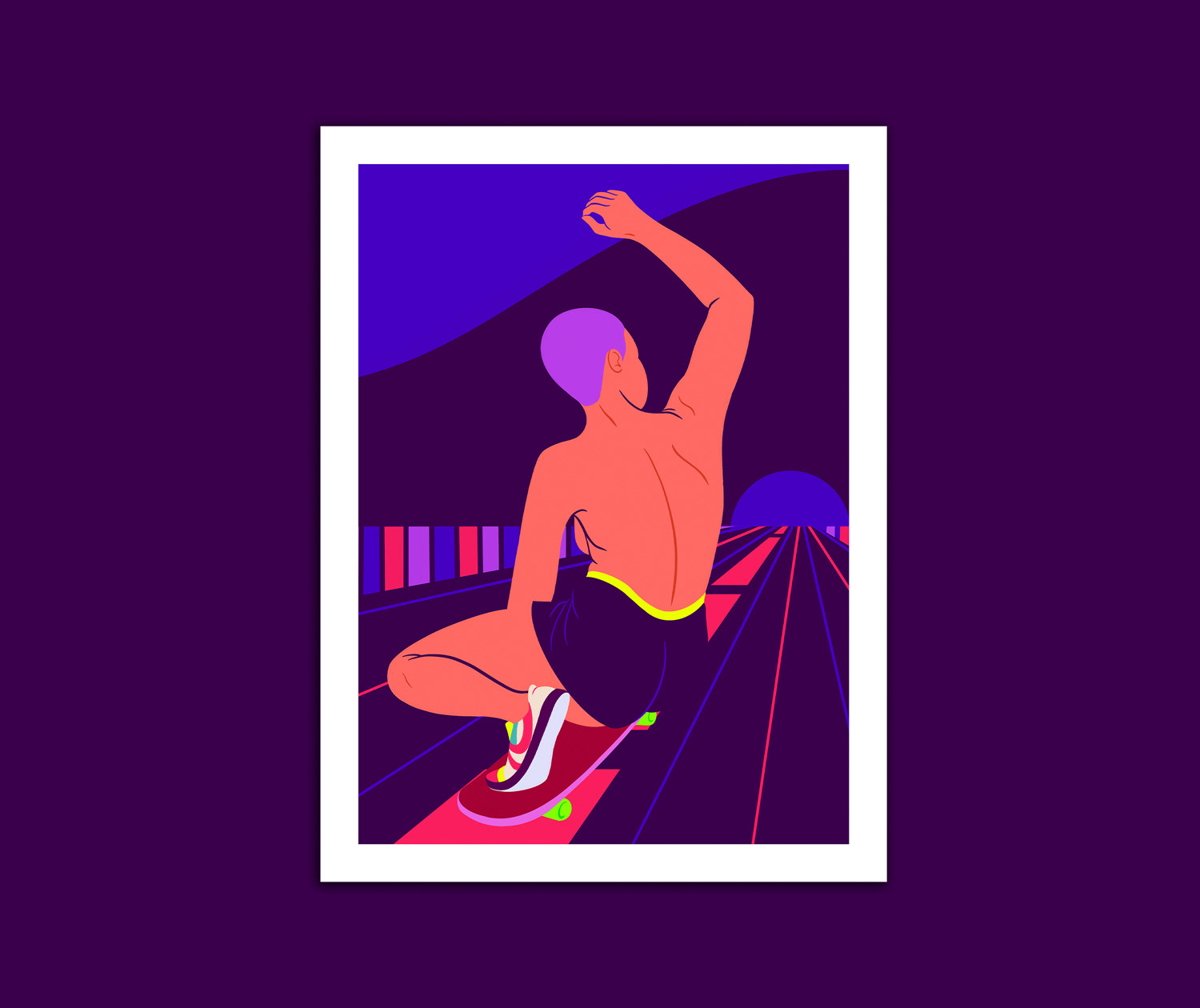 Illustration of a wxman skater in a dynamic figure skate, by artist Hina Hundt