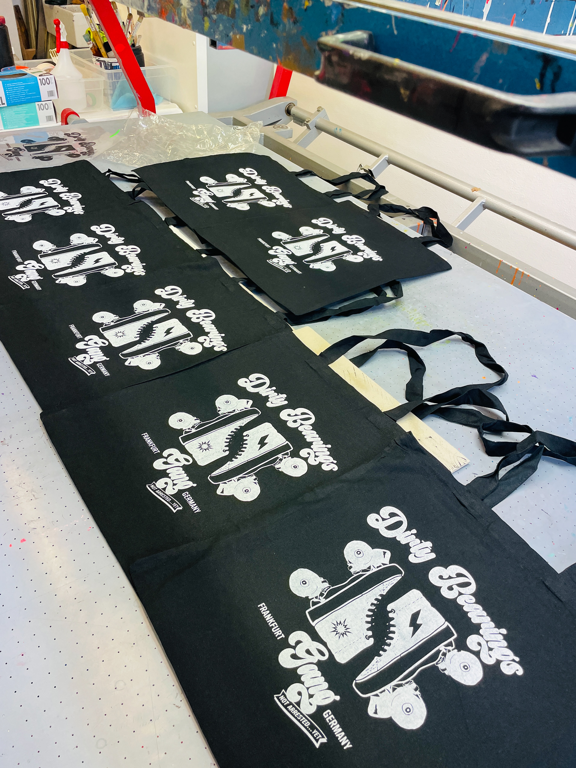 Dirty Bearings Gang – Design und Druck von Jutebeutel für die Rollschuhcommunity.