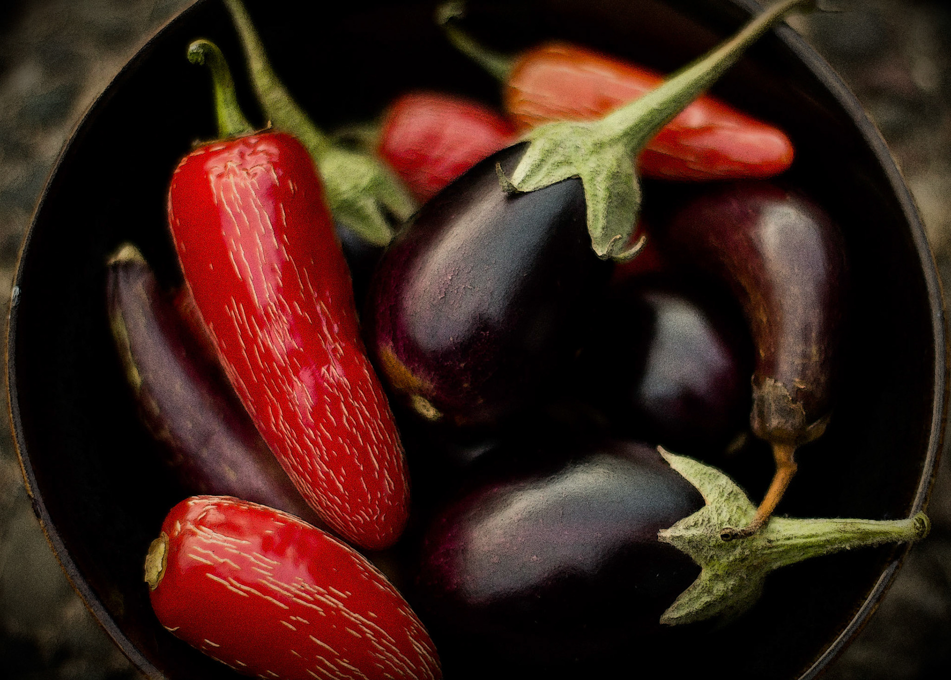 Peppers and eggplants from our garden