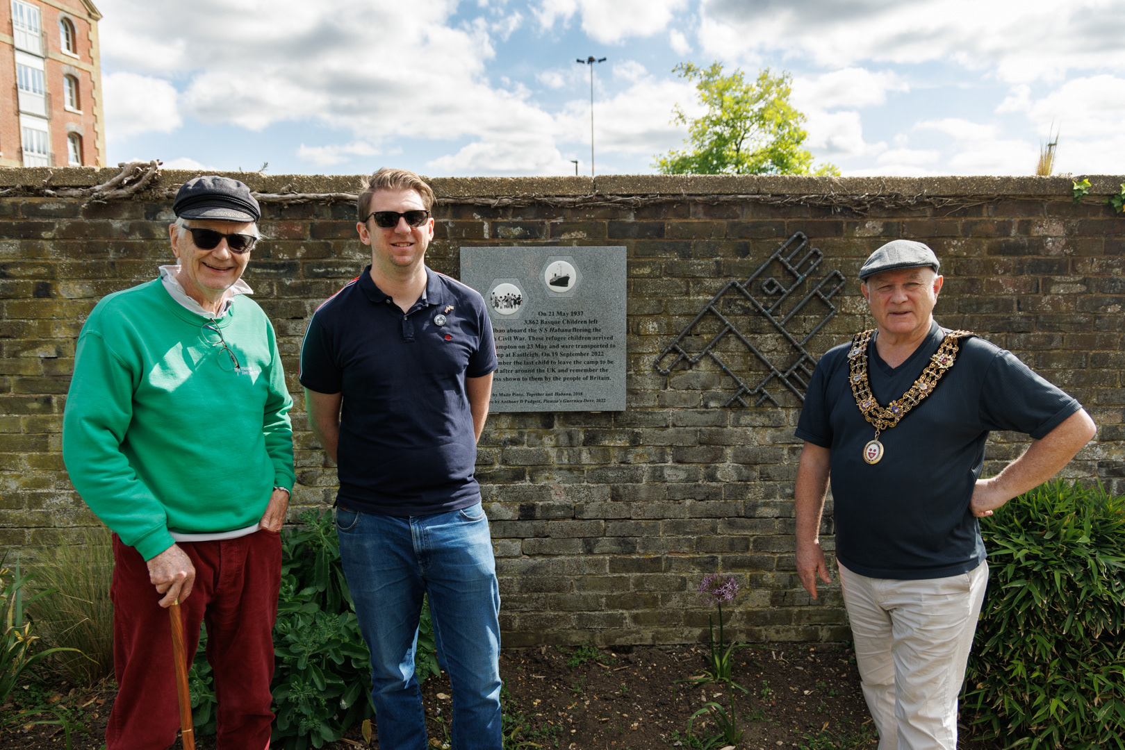 The Lord Mayor of Southampton, Councillor Dave Shields at the memorial and sculpture dedicated to the Basque Children, for the 87th anniversary of when they arrived on the SS Habana in Southampton. Which is in Town Quay Park, Southampton. 