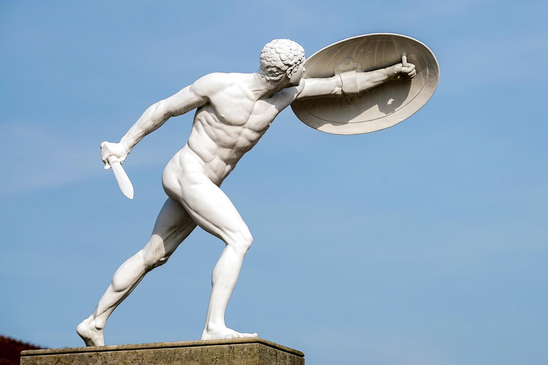 Statue of a Naked Male Warrior at the Charlottenburg Palace in Berlin