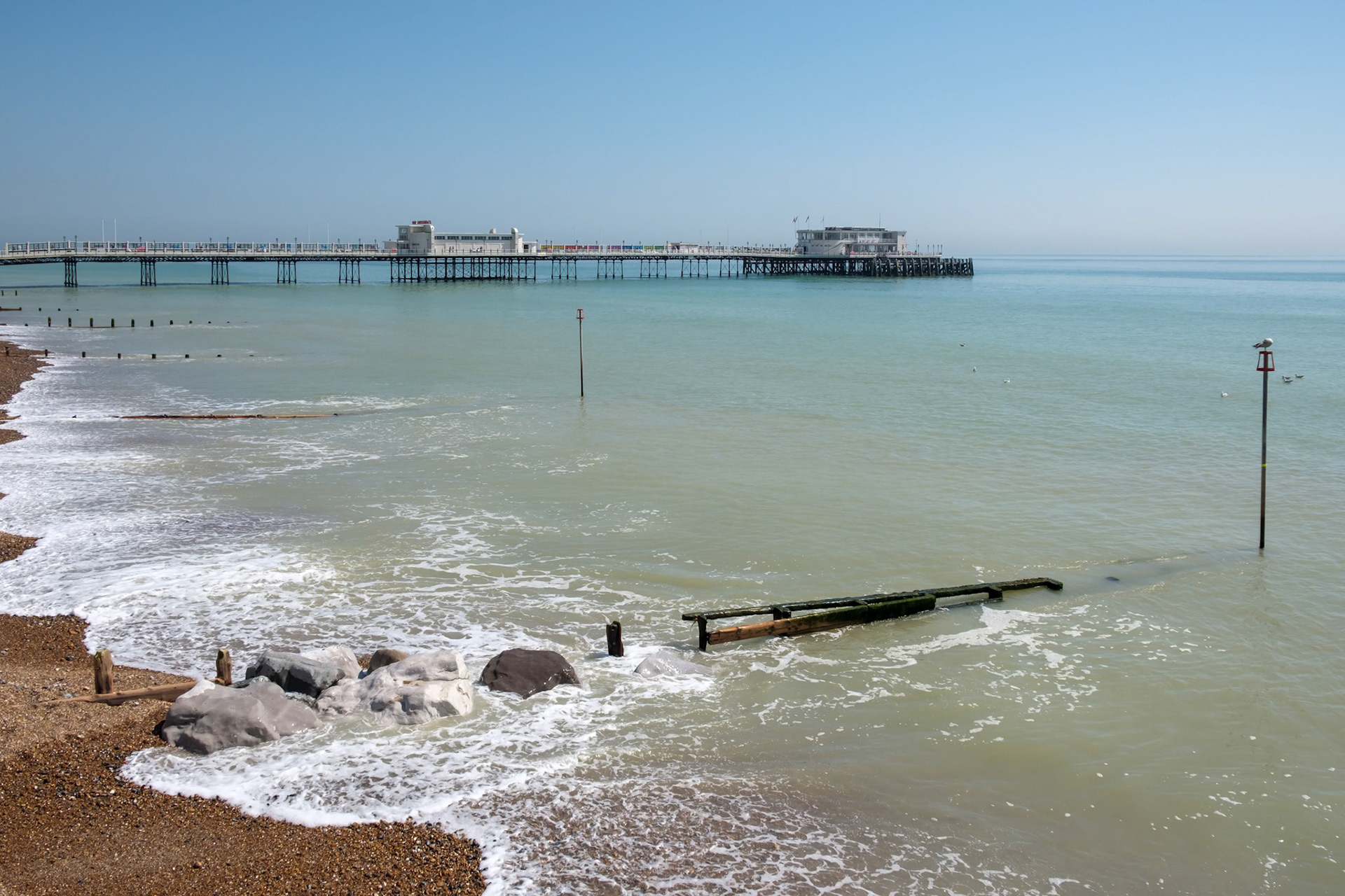 WORTHING, WEST SUSSEX/UK - APRIL 20 : View of Worthing Pier in West Sussex on April 20, 2018
