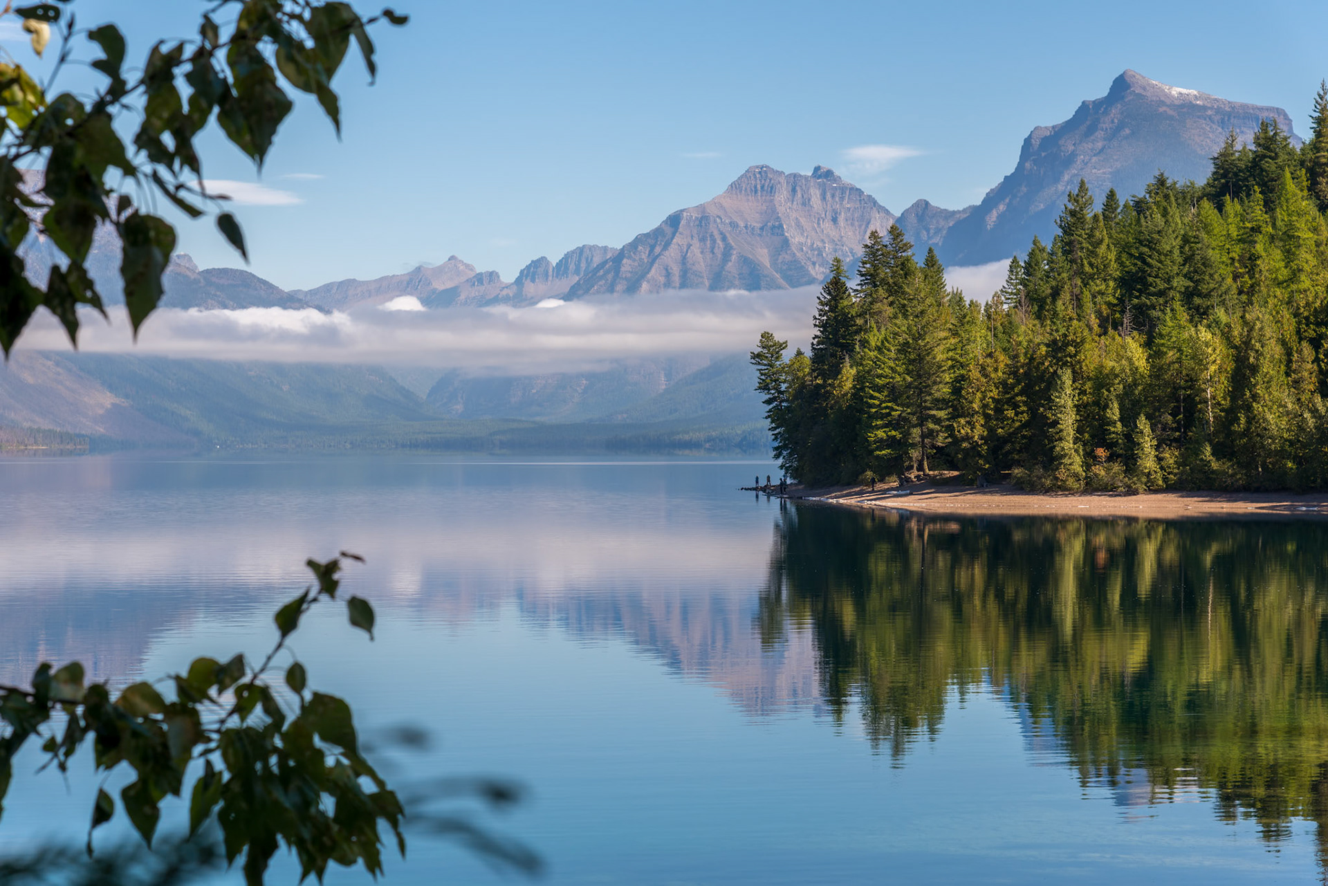 LAKE MCDONALD, MONTANA/USA - SEPTEMBER 20 : View of Lake McDonald in Montana on September 20, 2013. Unidentified people.