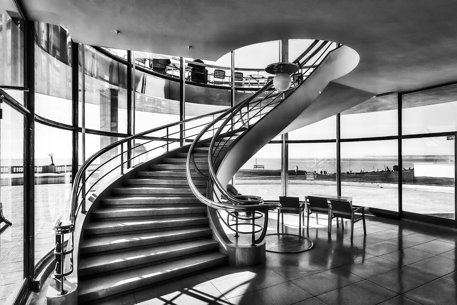 Staircase in the De La Warr Pavilion Bexhill on Sea
