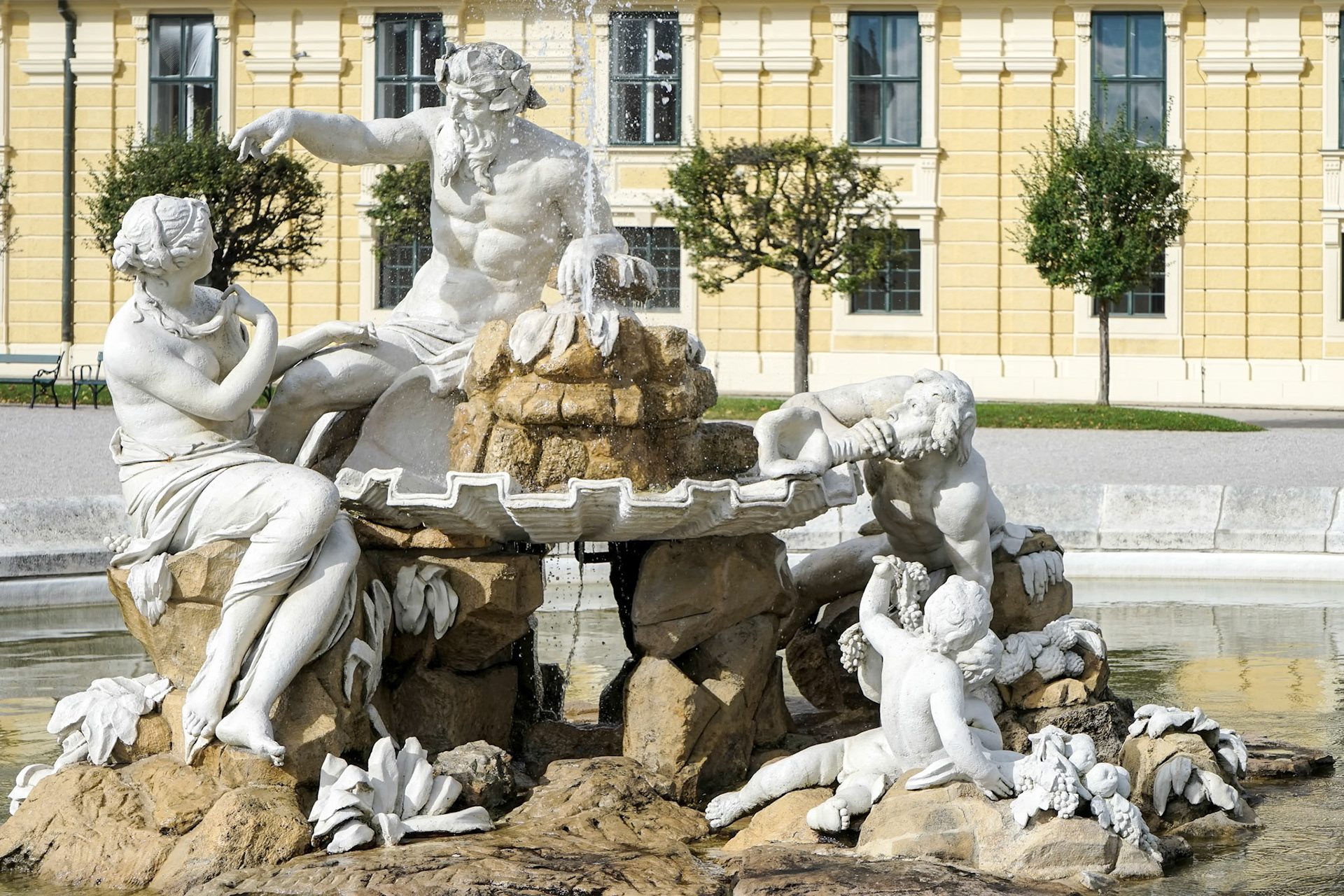 Danube, Inn, and Enns Statues at the Schonbrunn Palace in Vienna