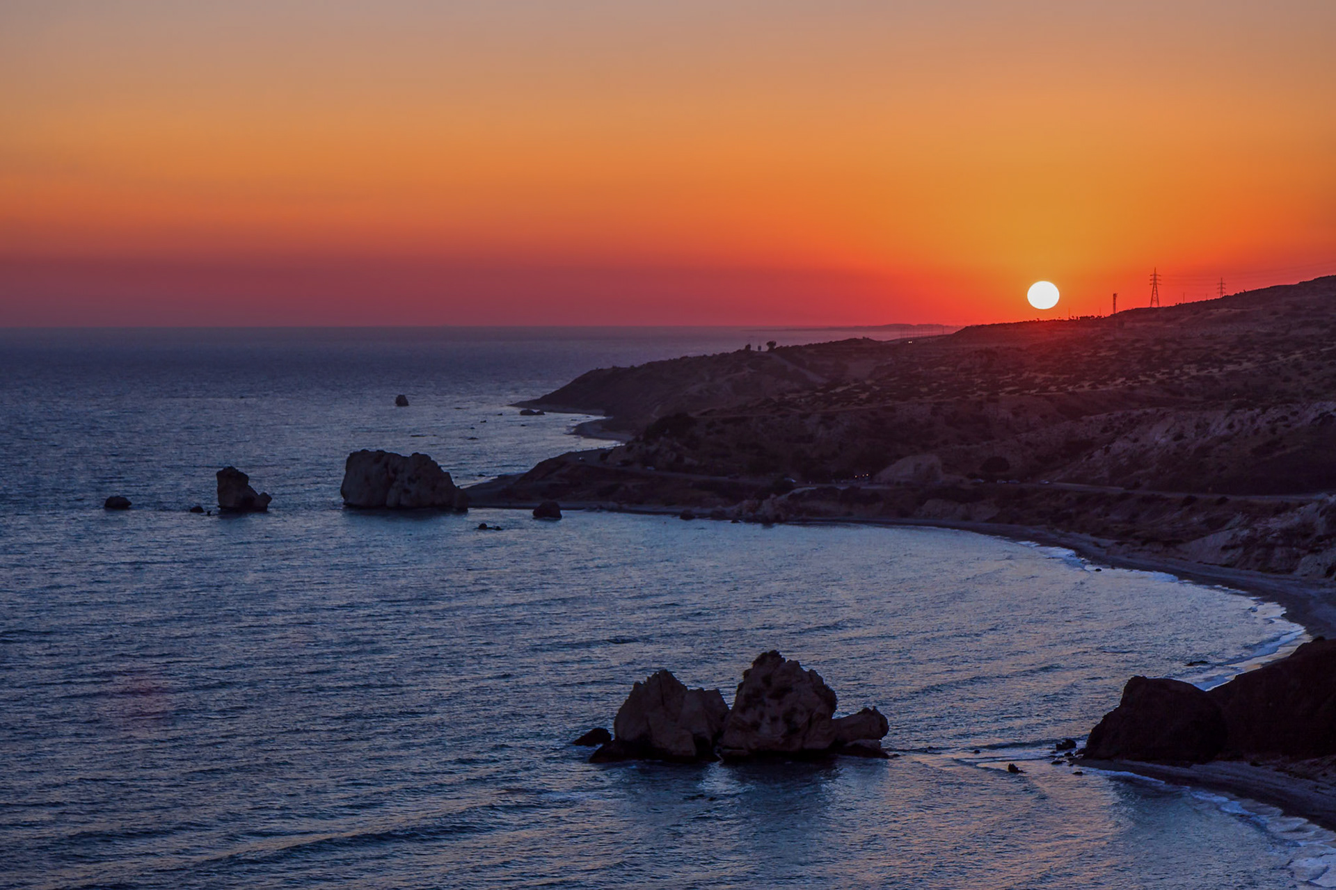 Sunset over Aphrodite's Rock