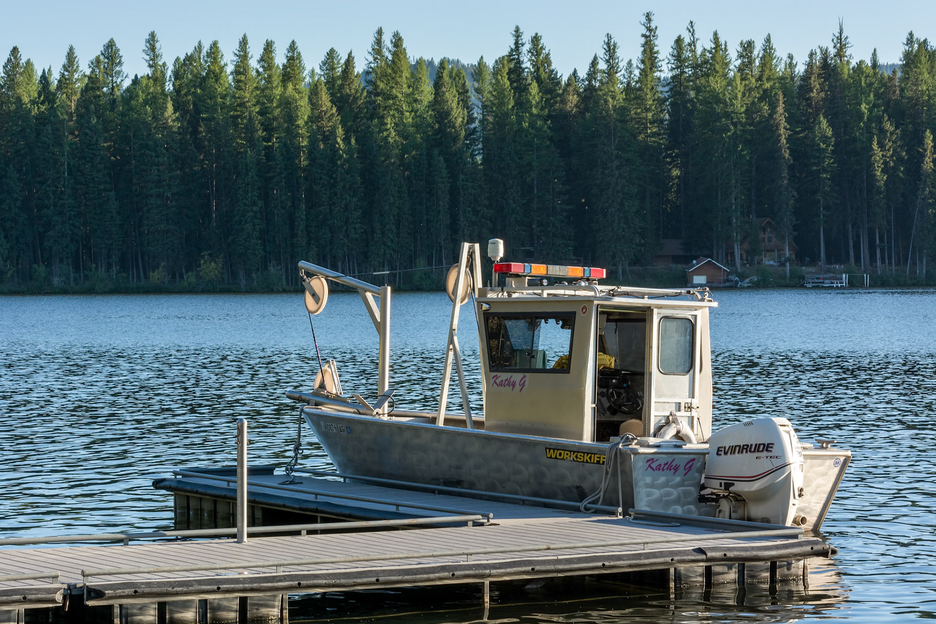 PLACID LAKE, MONTANA/USA - SEPTEMBER 20 : Boat on Placid Lake in Montana on September 20, 2013