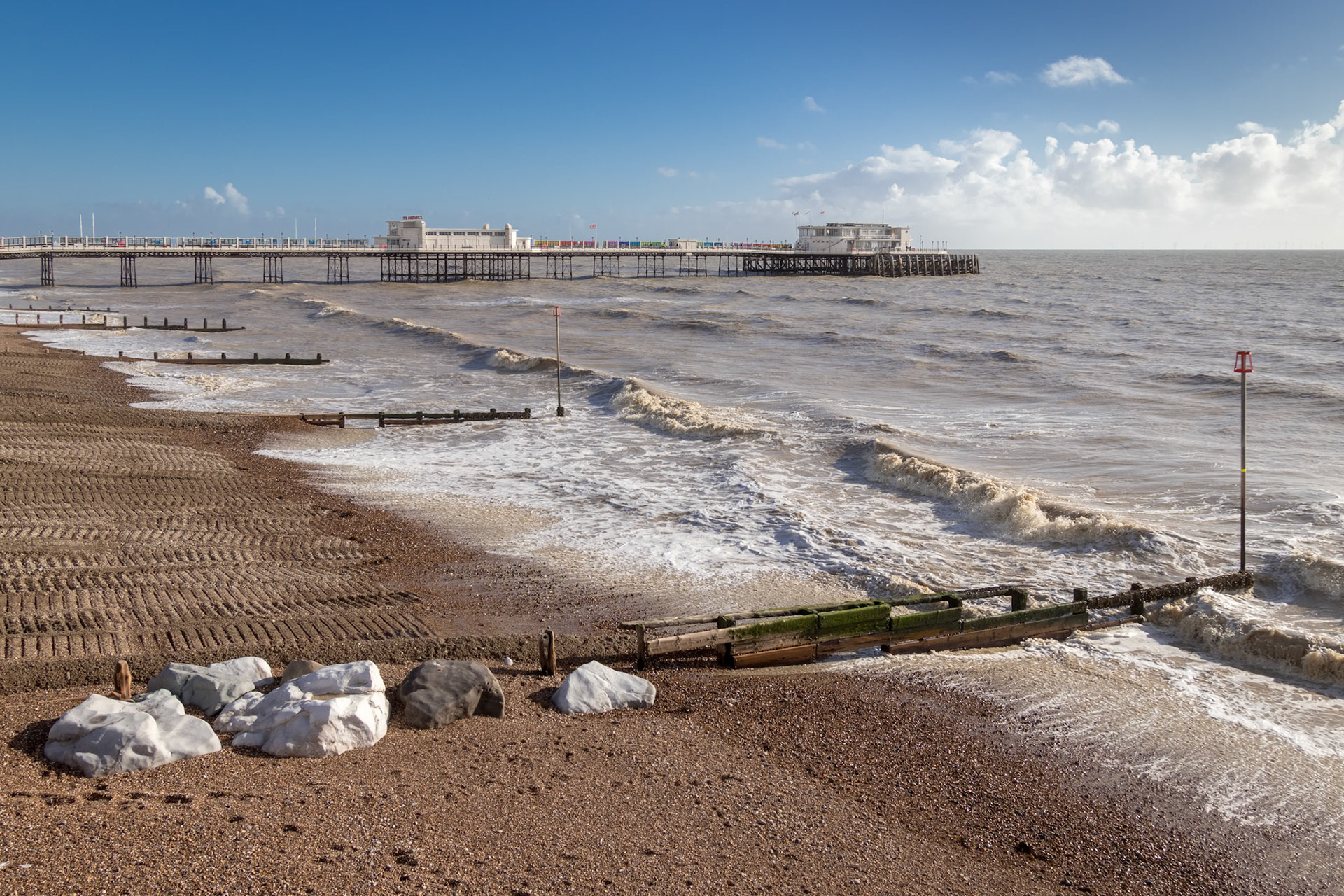 WORTHING, WEST SUSSEX/UK - NOVEMBER 13 : View of Worthing Pier in West Sussex on November 13, 2018.