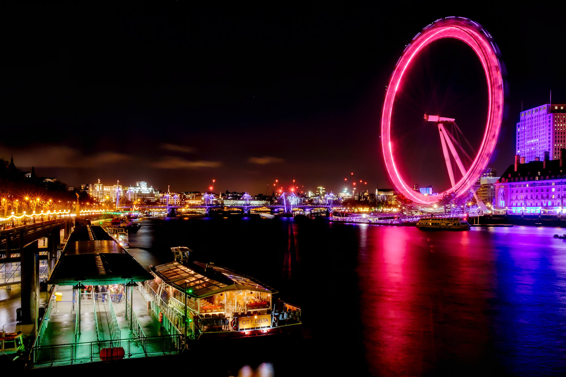 View of the London Eye at Night