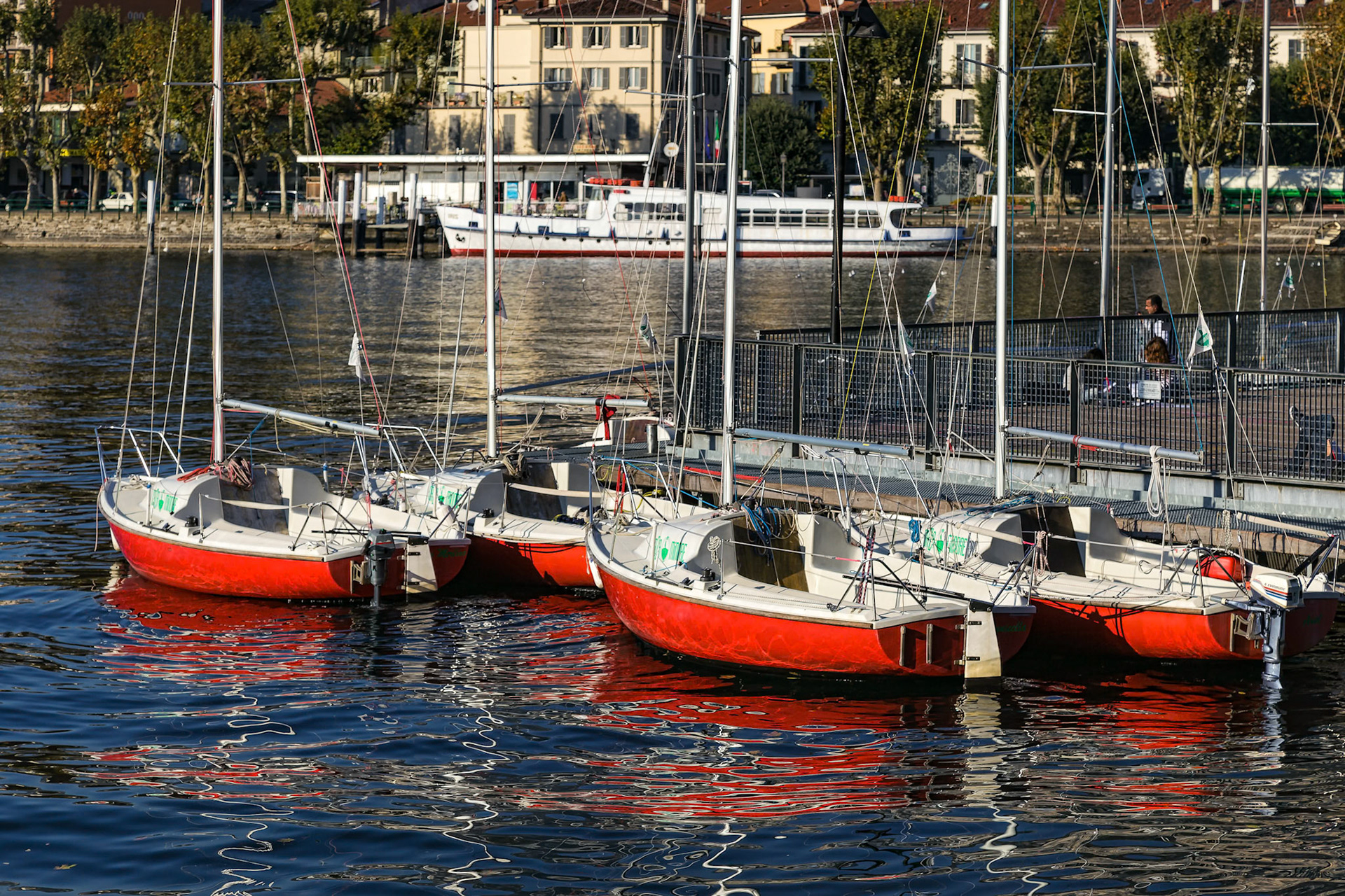 Boats at Lake Como Lecco Italy