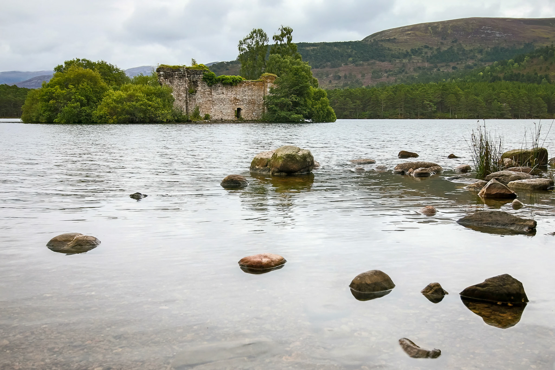 Castle in the Middle of Loch an Eilein near Aviemore Scotland