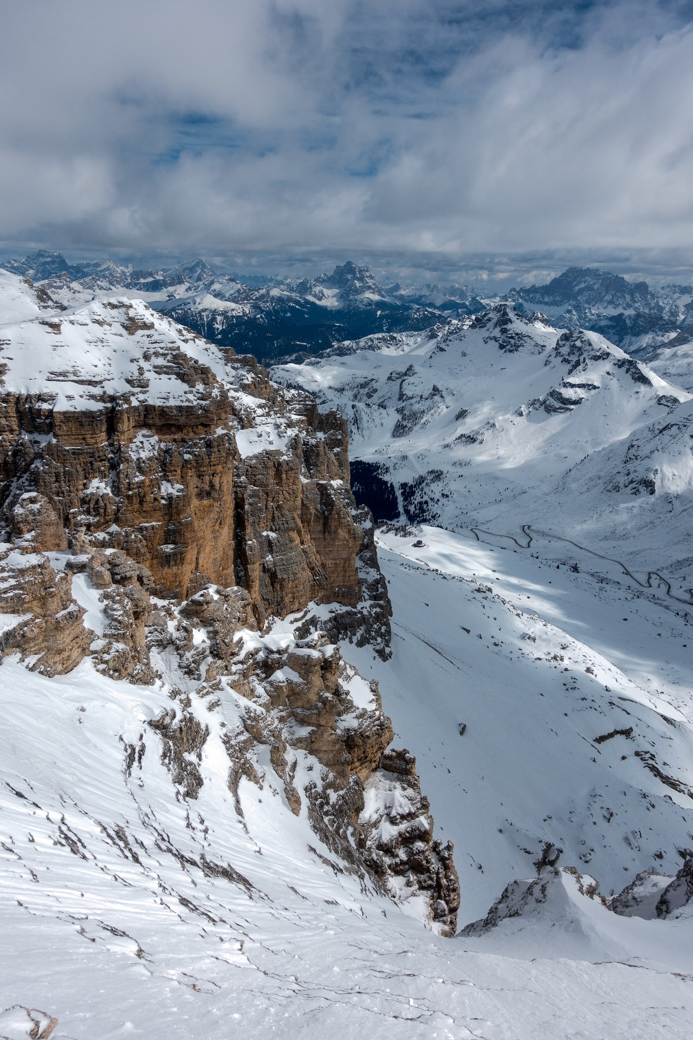 View from Sass Pordoi in the Upper Part of Val di Fassa