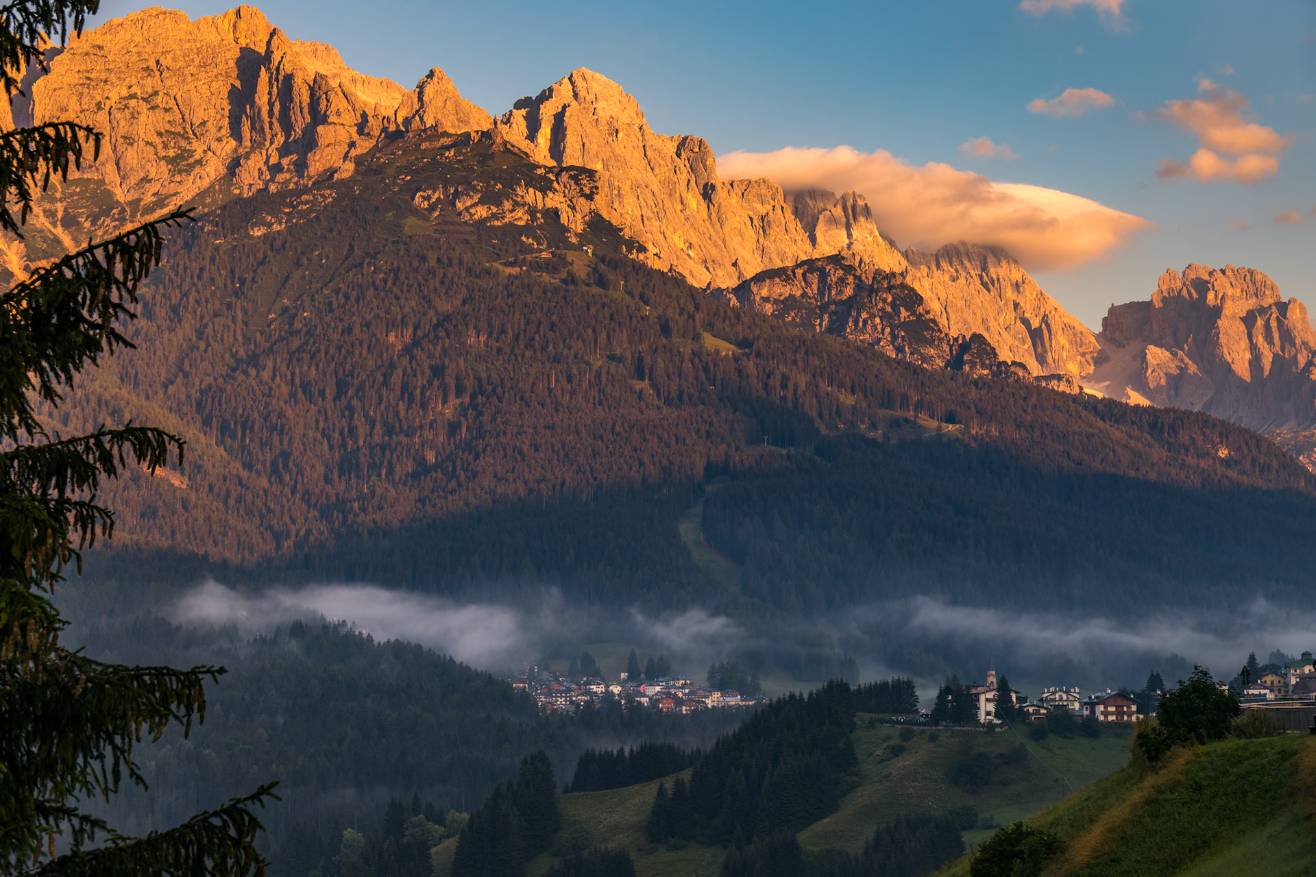 CANDIDE, VENETO/ITALY - AUGUST 10 : Sunrise in the Dolomites at Candide, Veneto, Italy on August 10, 2020