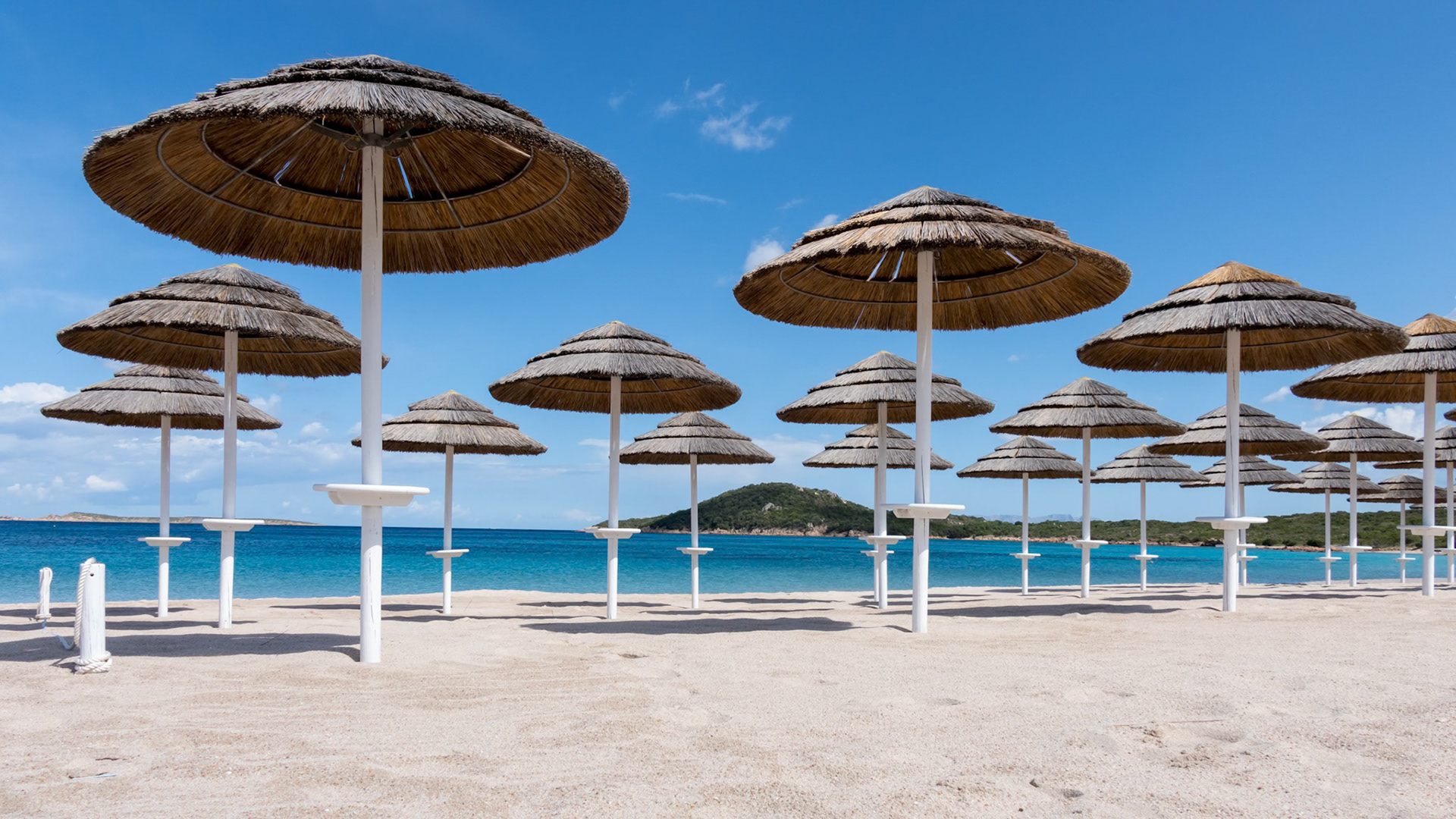 Parasols at Liscia Ruja Beach in Sardinia